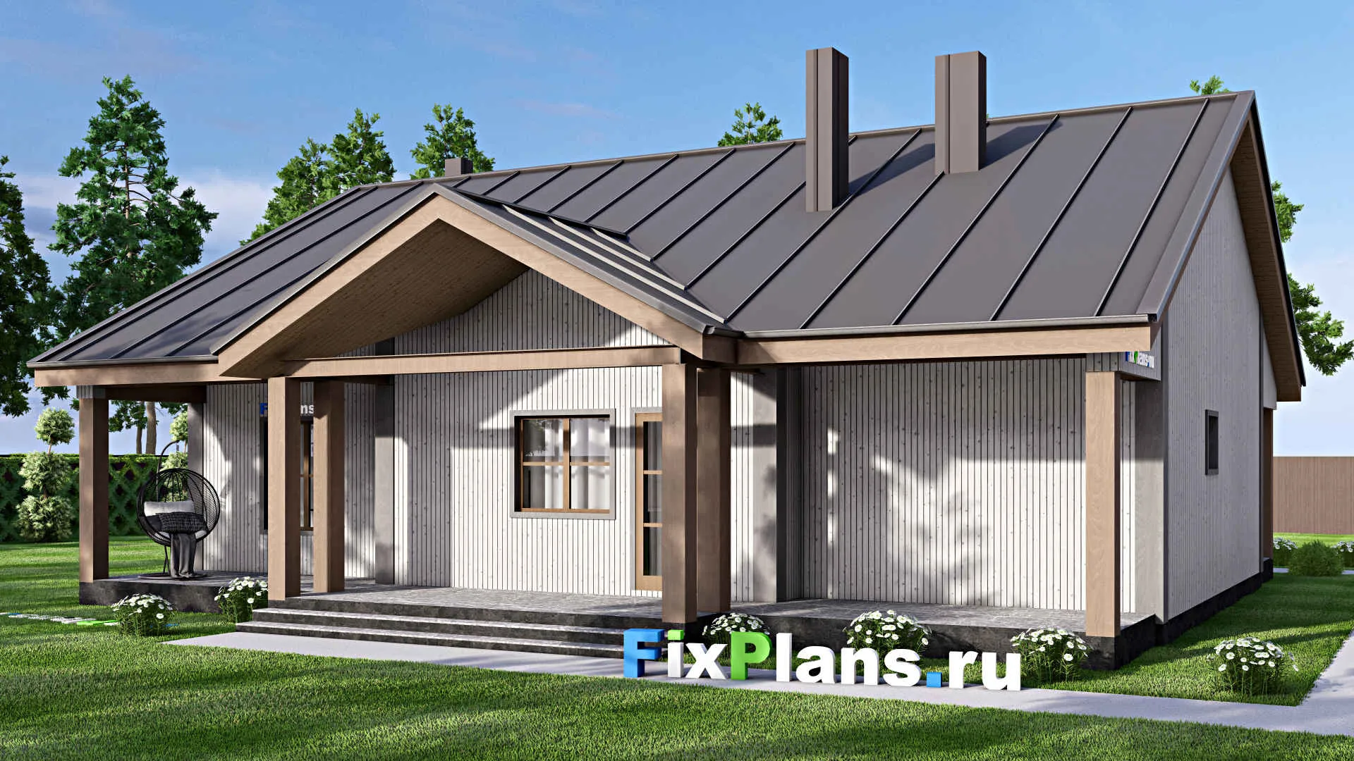 F-16388 - Проект одноэтажного дома 16 на 17, площадью 210 м² с 3 спальнями