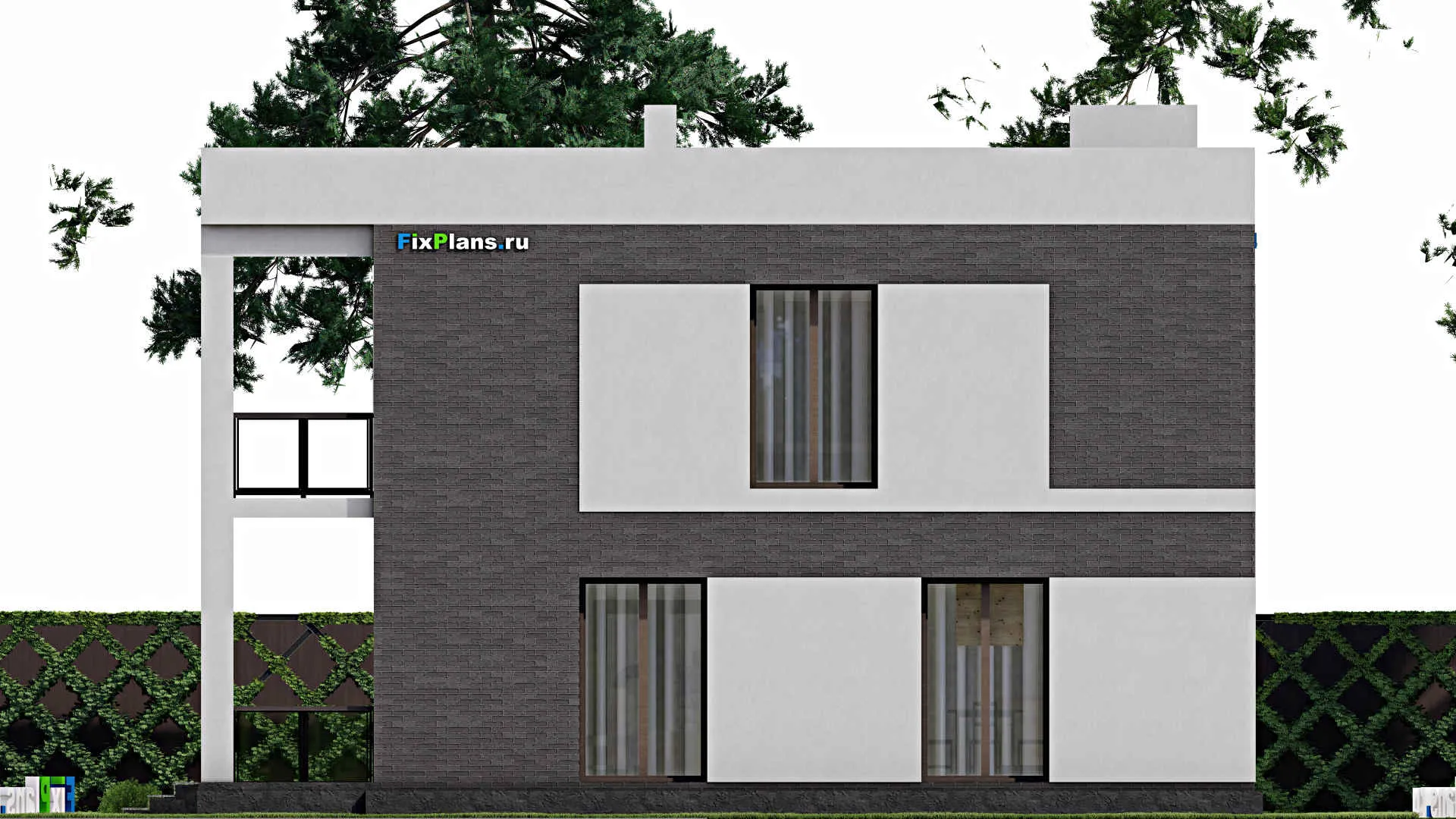 F-6083 - Проект двухэтажного дома 11 на 11, площадью 210 м² с террасой, балконом и 3 спальнями