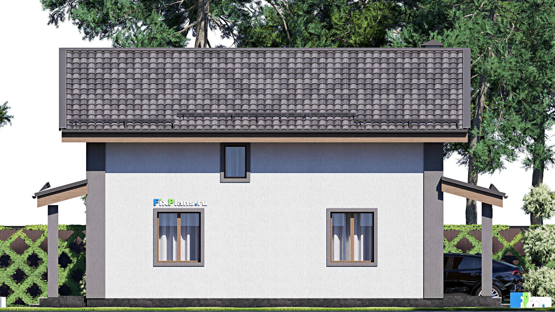 F-17810 - Проект дома с мансардой 9 на 13, площадью 130 м² с террасой и 4 спальнями