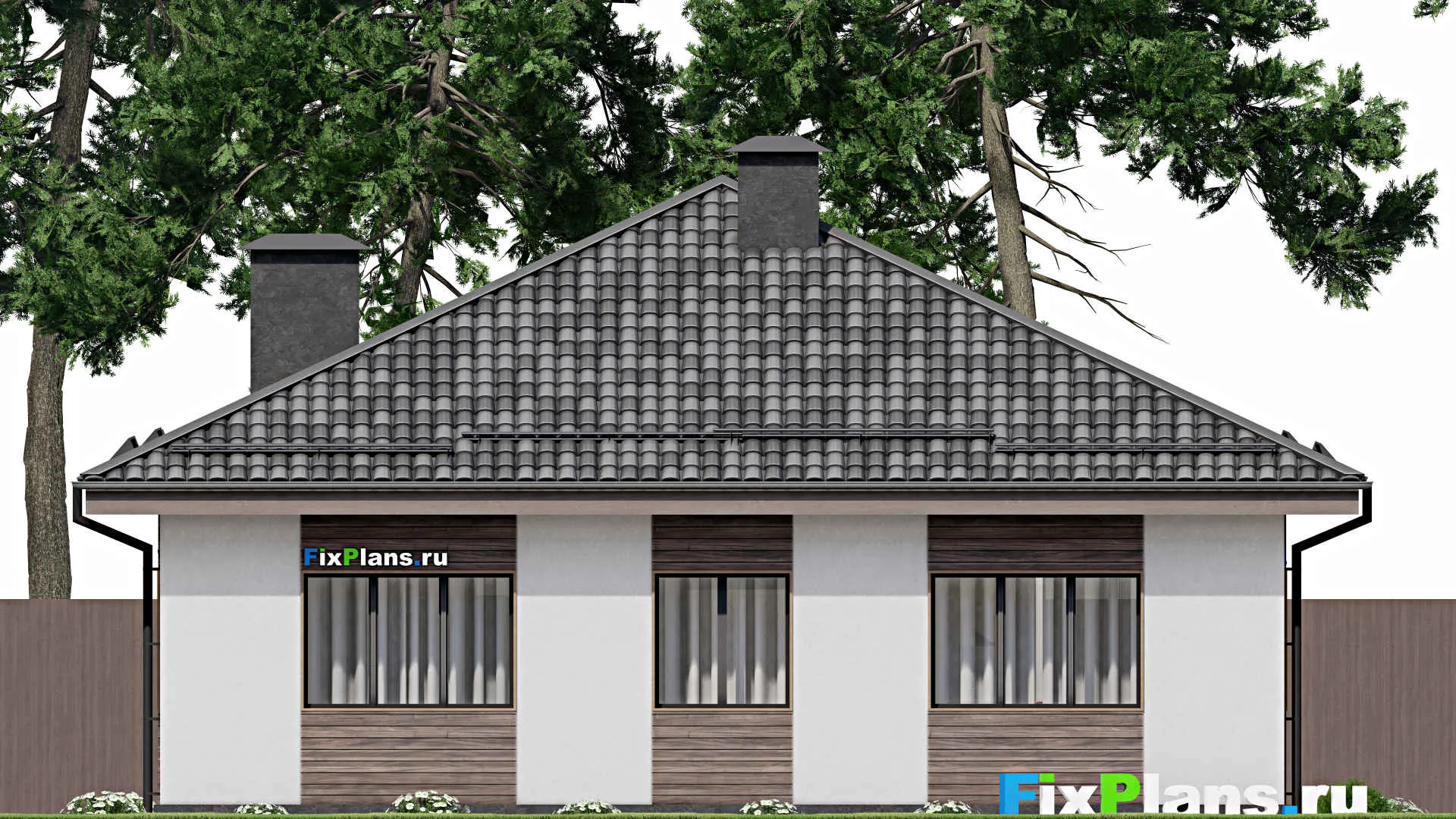 F-7523 - Проект одноэтажного дома 13 на 15, площадью 120 м² с 3 спальнями