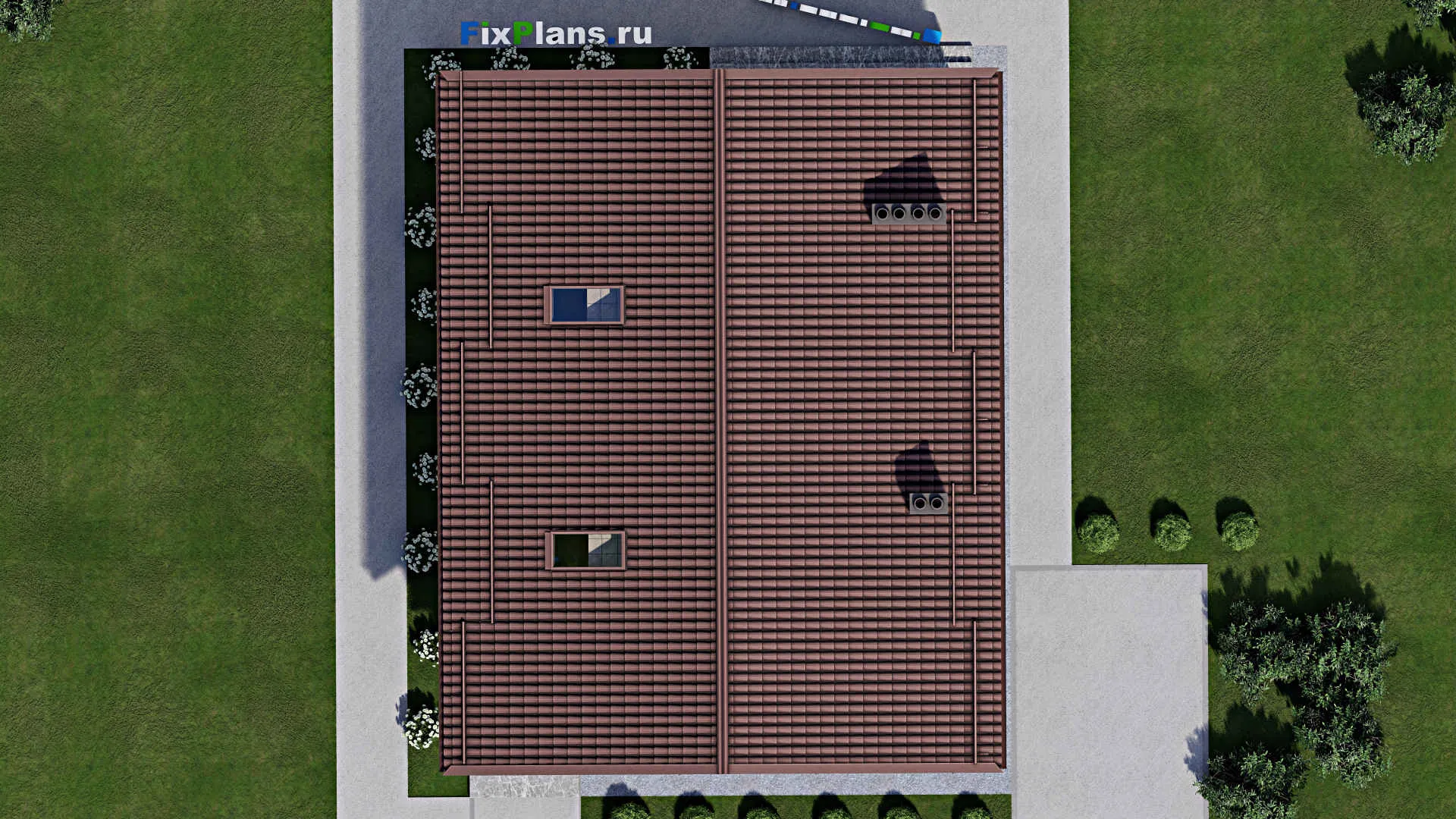 F-2474 - Проект дома с мансардой 11 на 14, площадью 230 м² с террасой, балконом и 5 спальнями