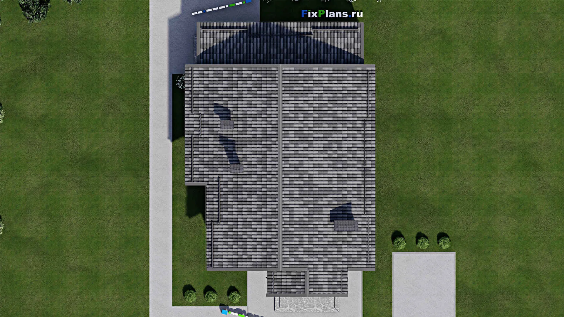 F-6299 - Проект одноэтажного дома 11 на 14, площадью 140 м² с террасой и 3 спальнями