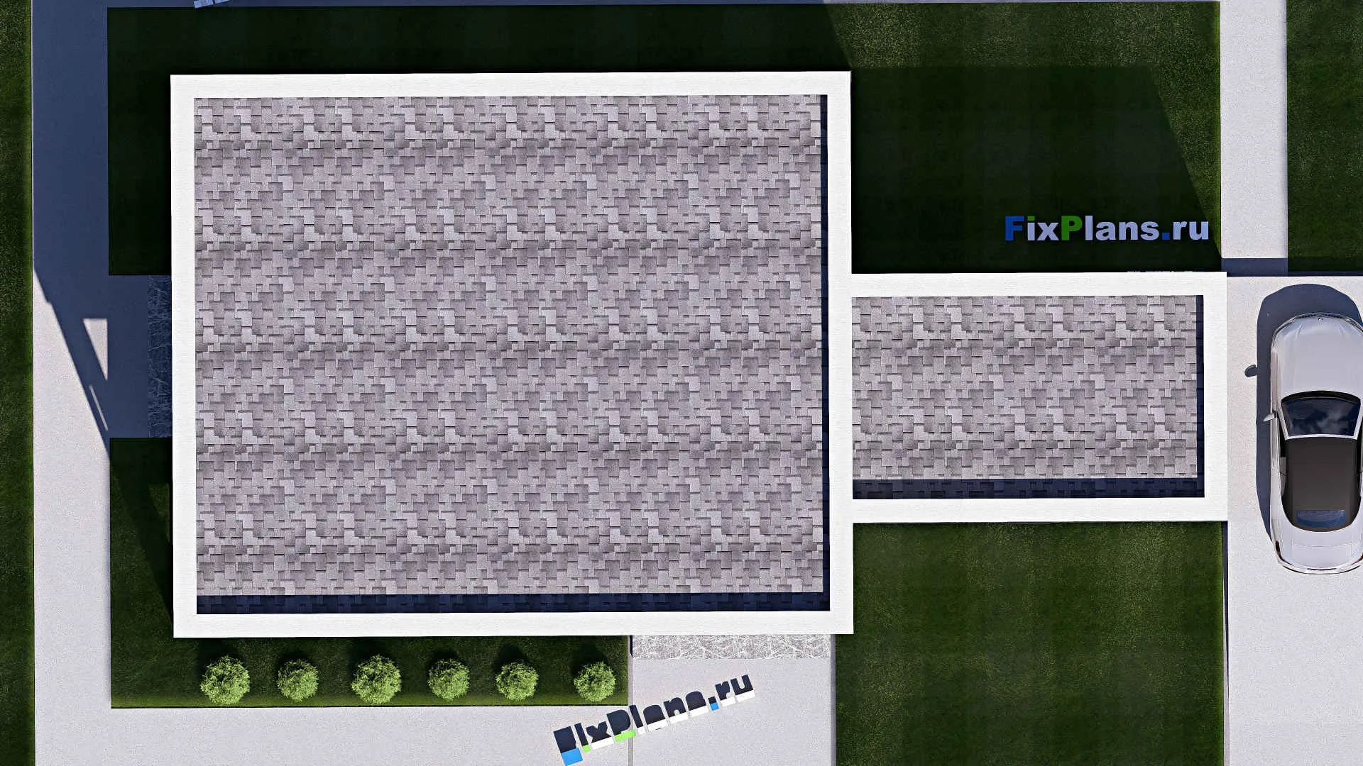 F-19583 - Проект двухэтажного дома 12 на 21, площадью 280 м² с террасой, балконом, гаражом на 1 машину и 5 спальнями