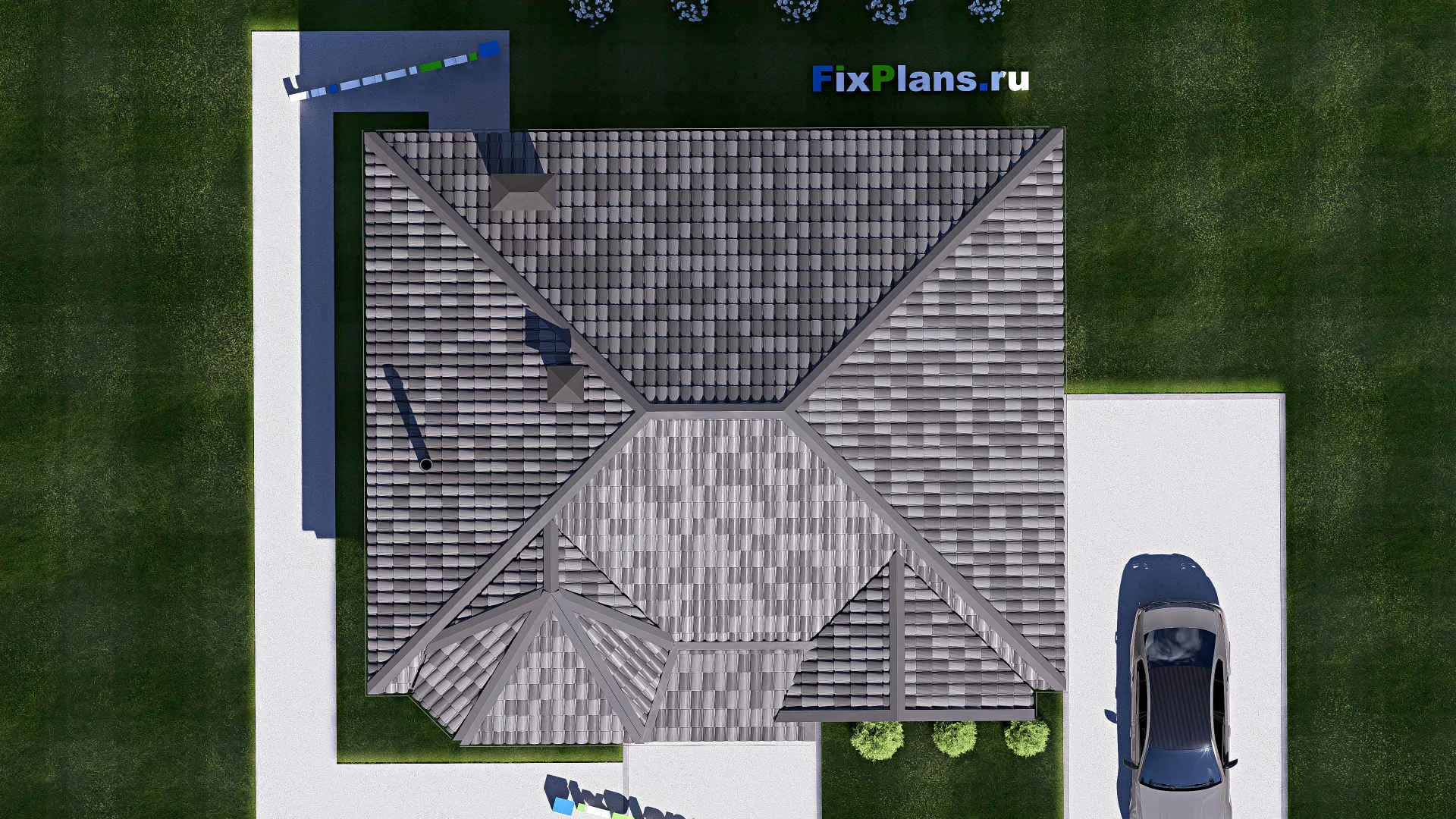 F-18944 - Проект одноэтажного дома 10 на 12, площадью 90 м² с 3 спальнями