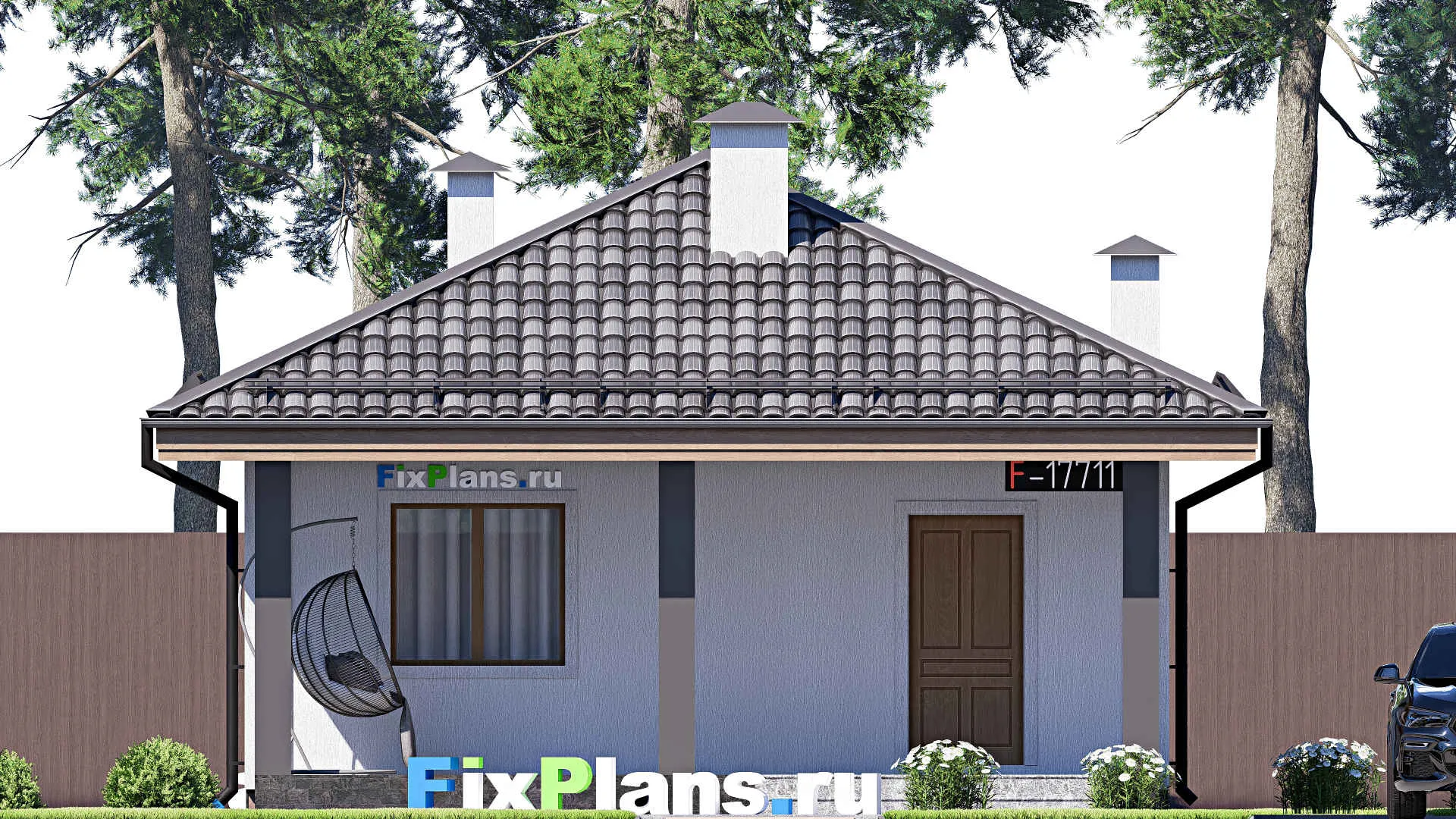 F-17711 - Проект бани 8 на 9, площадью 50 м² с терассой, санузлом и спальней