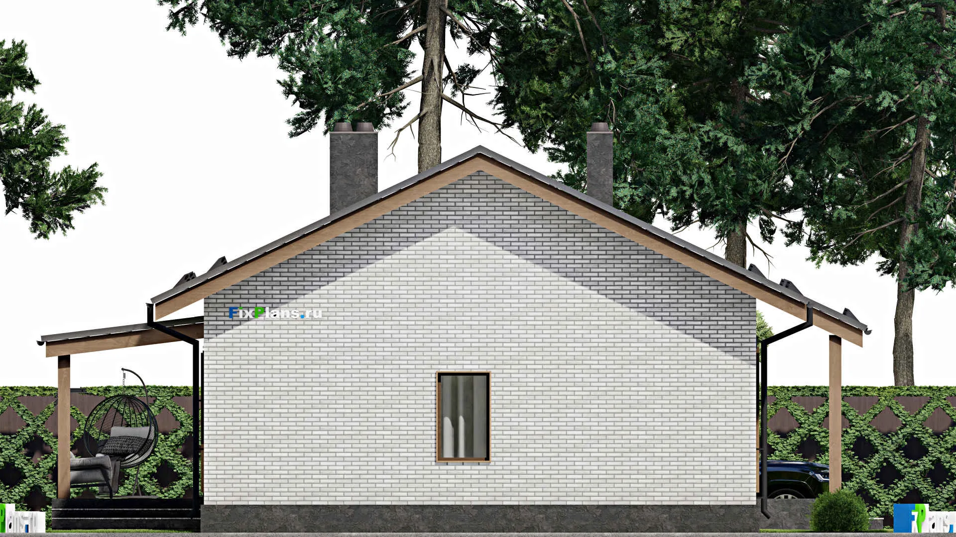 F-2294 - Проект одноэтажного дома 10 на 17, площадью 140 м² с террасой и 3 спальнями