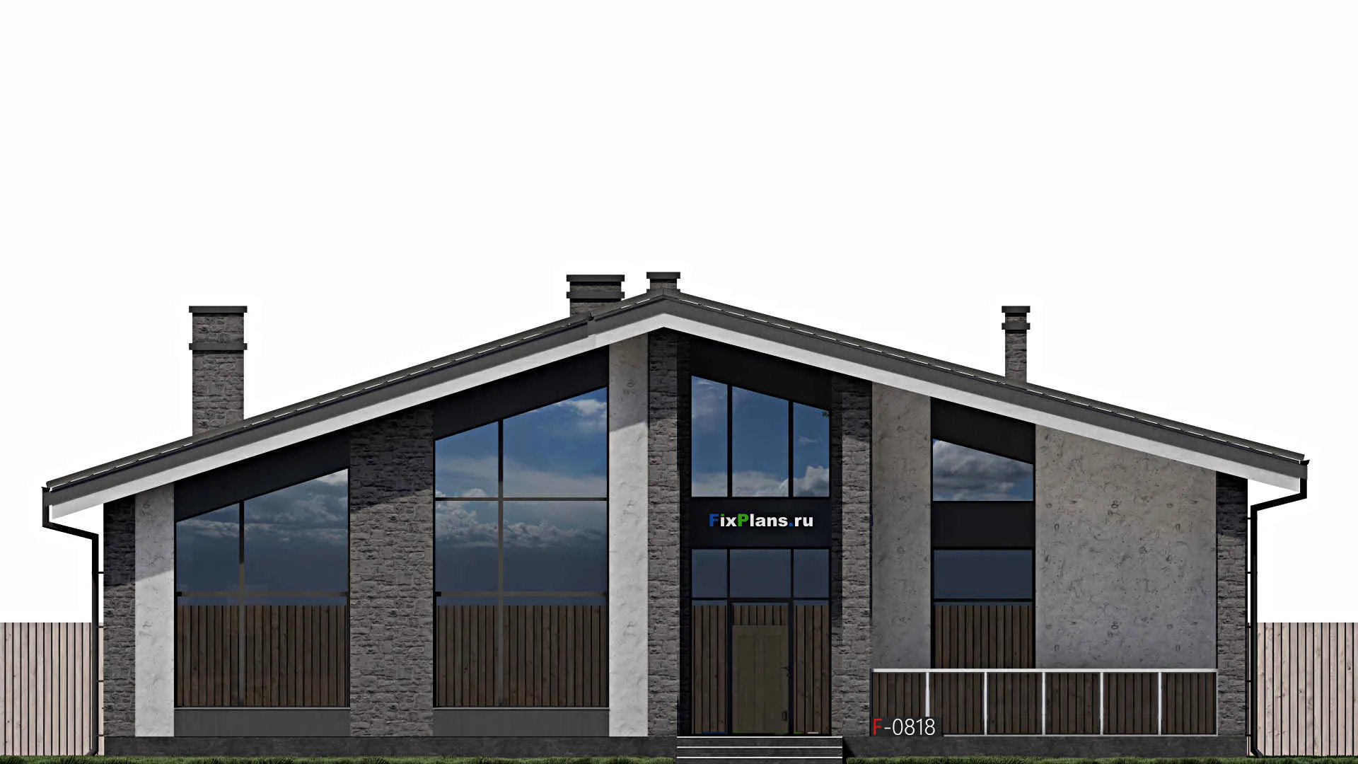 F-0818 - Проект дома с мансардой 13 на 17, площадью 260 м² с террасой и 4 спальнями