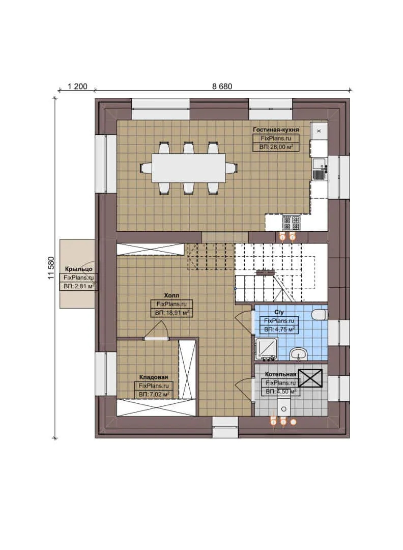 F-5426 - Планы дома с мансардой 9 на 12, площадью 130 м² с 2 спальнями