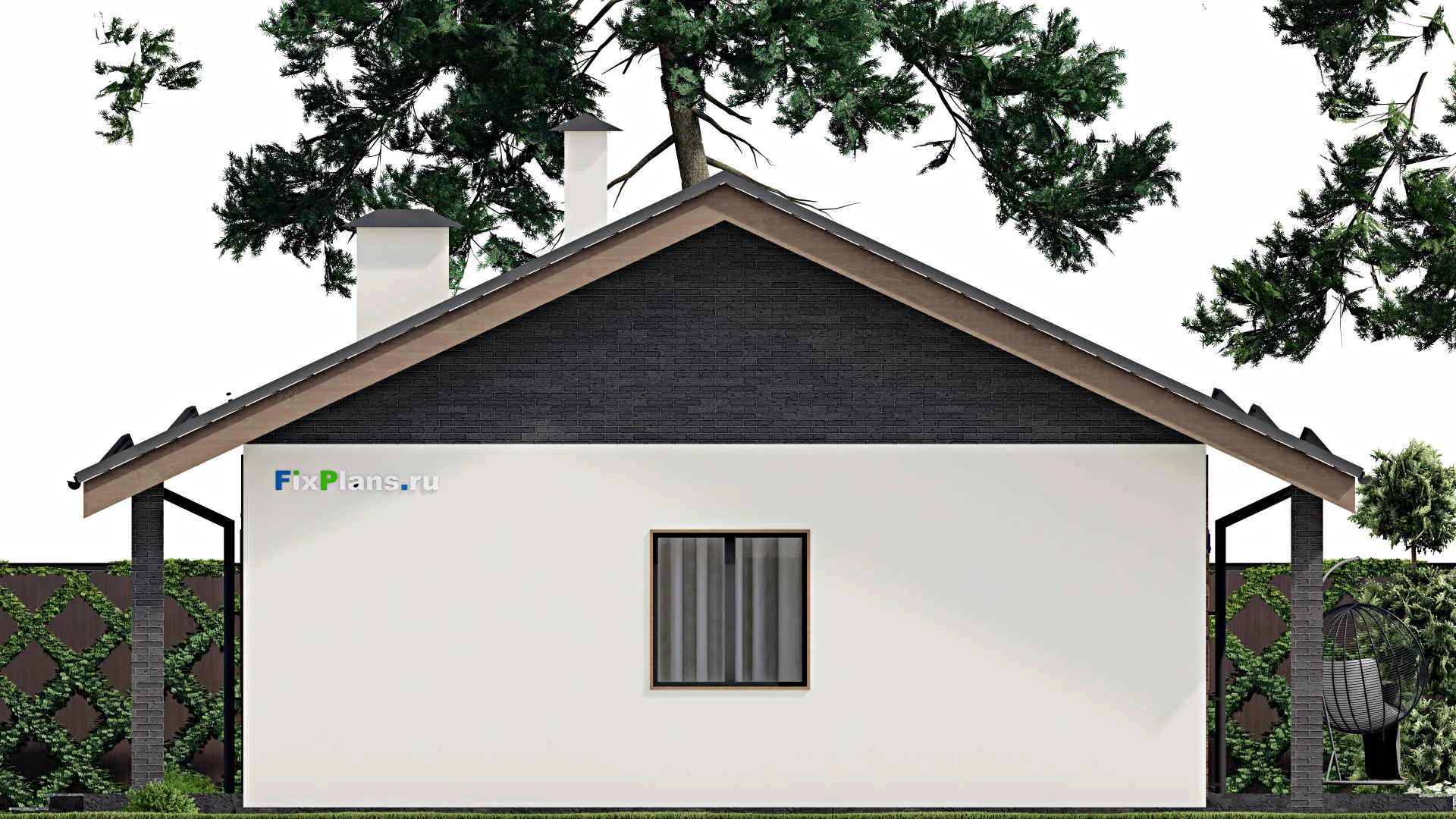 F-6524 - Проект одноэтажного дома 10 на 13, площадью 110 м² с террасой и 3 спальнями