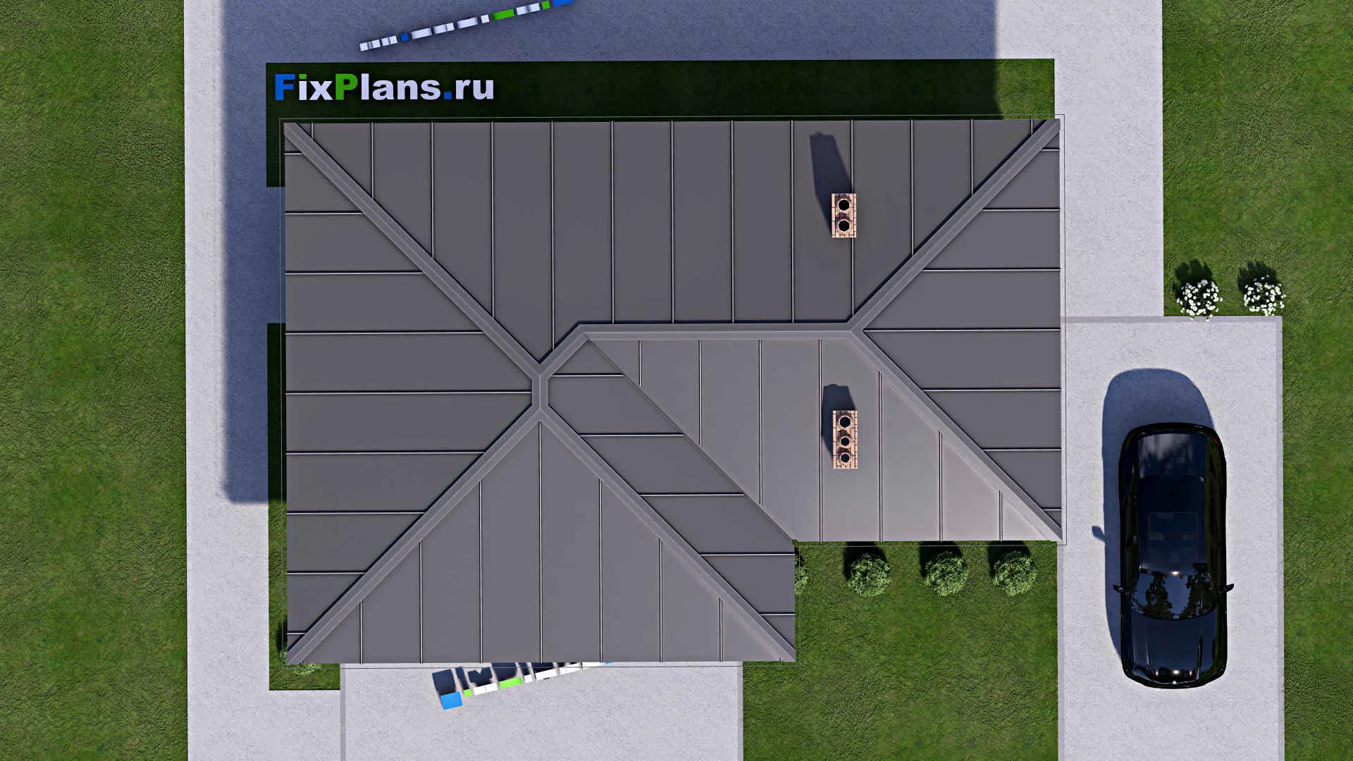 F-15488 - Проект бани 9 на 13, площадью 70 м² с комнатой отдыха, терассой и санузлом