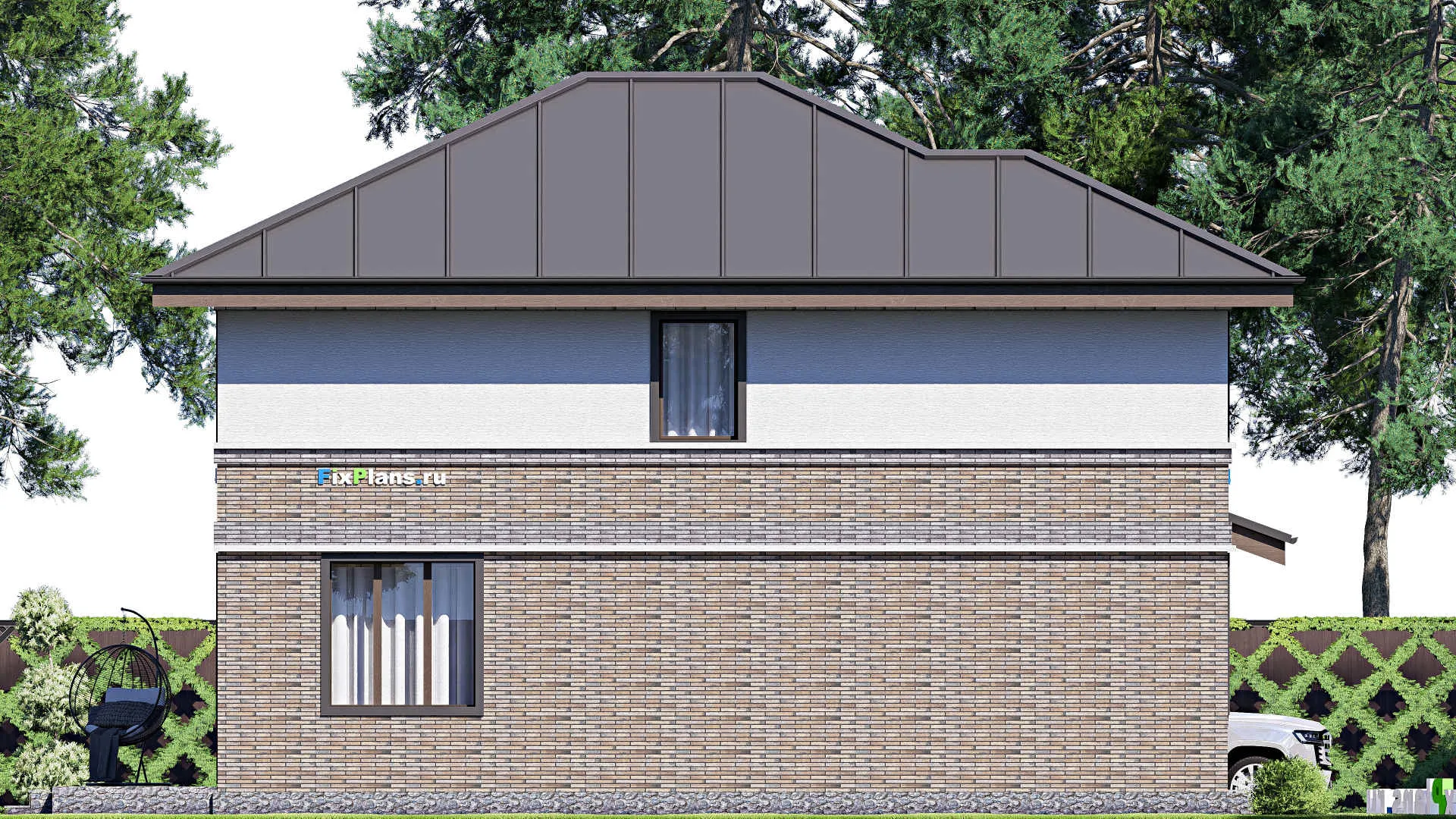 F-20816 - Проект двухэтажного дома 9 на 15, площадью 170 м² с террасой и 4 спальнями