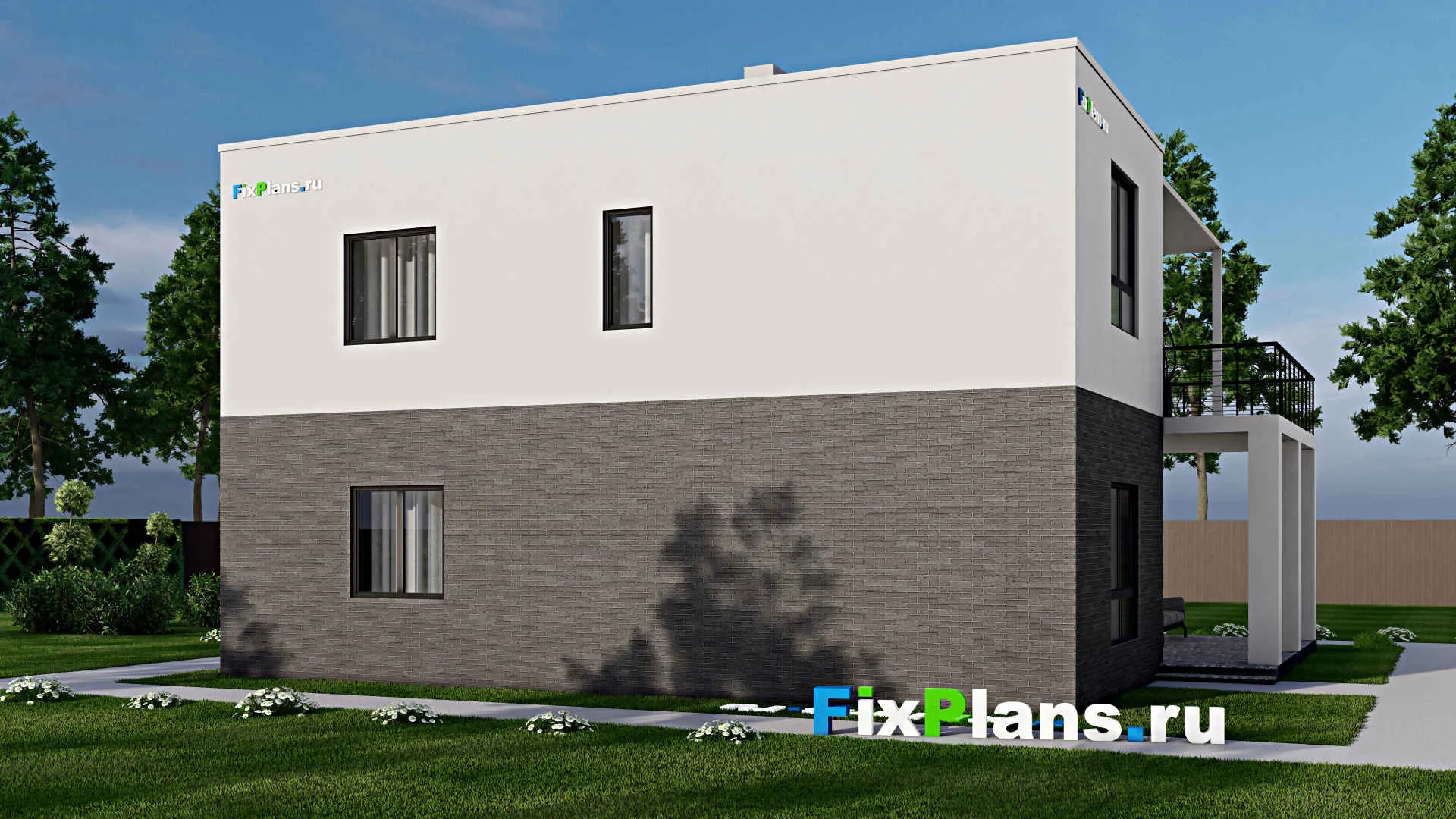 F-11123 - Проект двухэтажного дома 13 на 14, площадью 240 м² с террасой, балконом и 4 спальнями