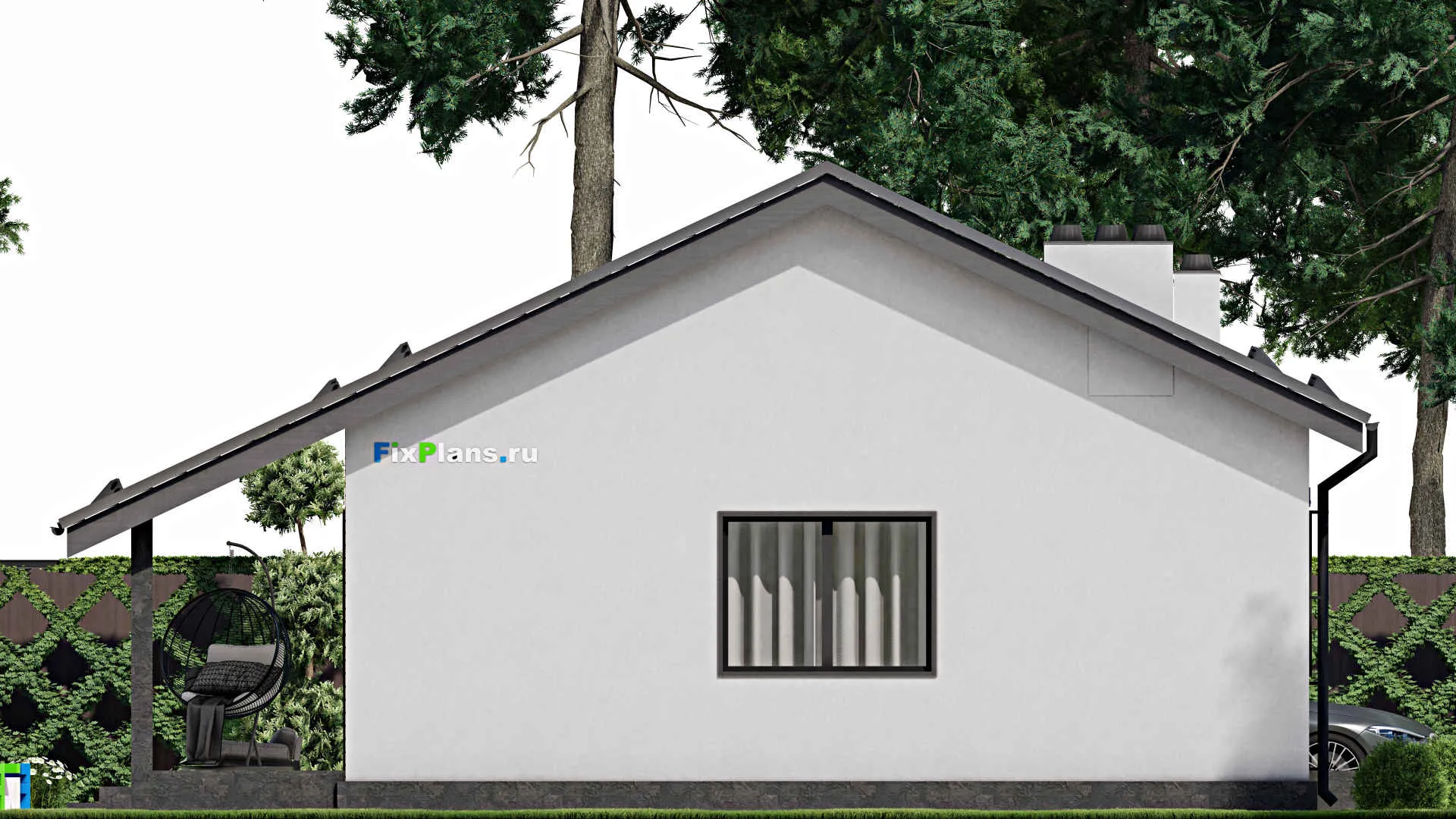 F-2852 - Проект одноэтажного дома 10 на 15, площадью 130 м² с террасой и 3 спальнями