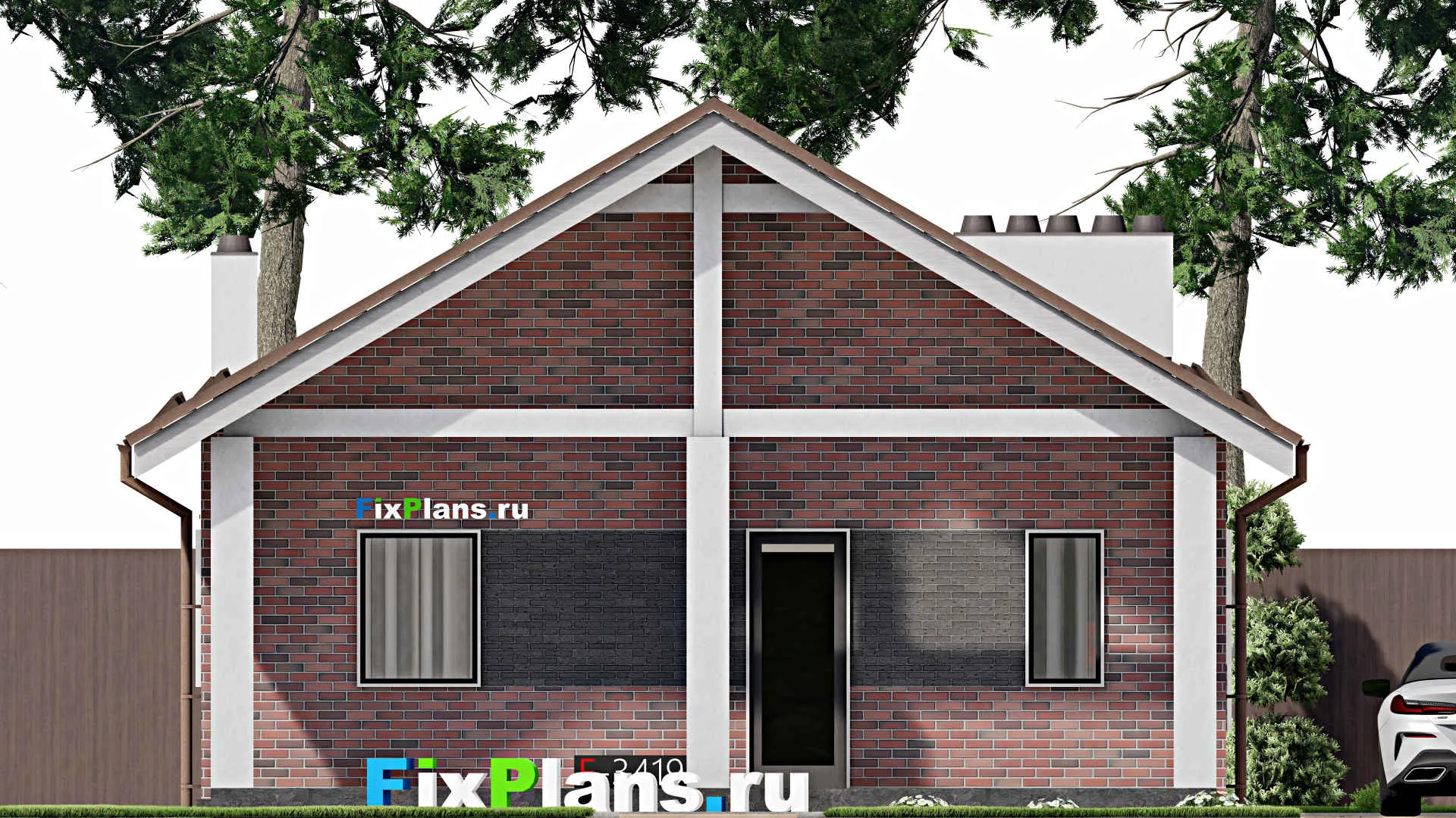 F-3419 - Проект одноэтажного дома 10 на 15, площадью 150 м² с террасой и 4 спальнями