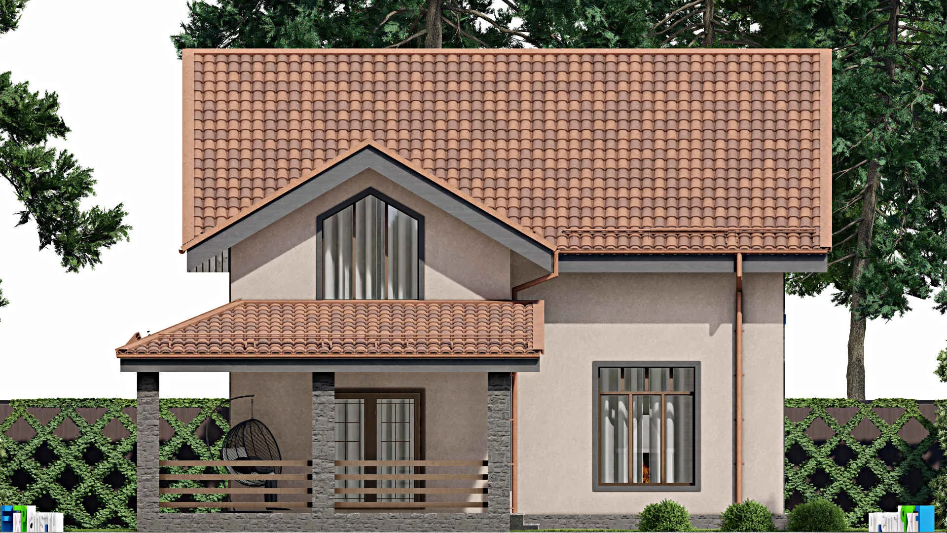 F-10313 - Проект дома с мансардой 12 на 17, площадью 220 м² с 5 спальнями