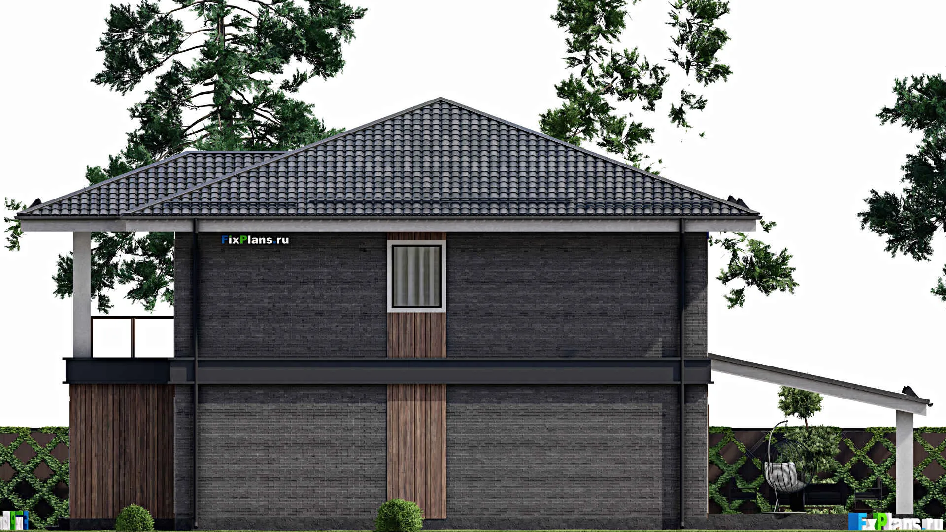 F-6227 - Проект двухэтажного дома 13 на 20, площадью 270 м² с террасой, балконом и 4 спальнями