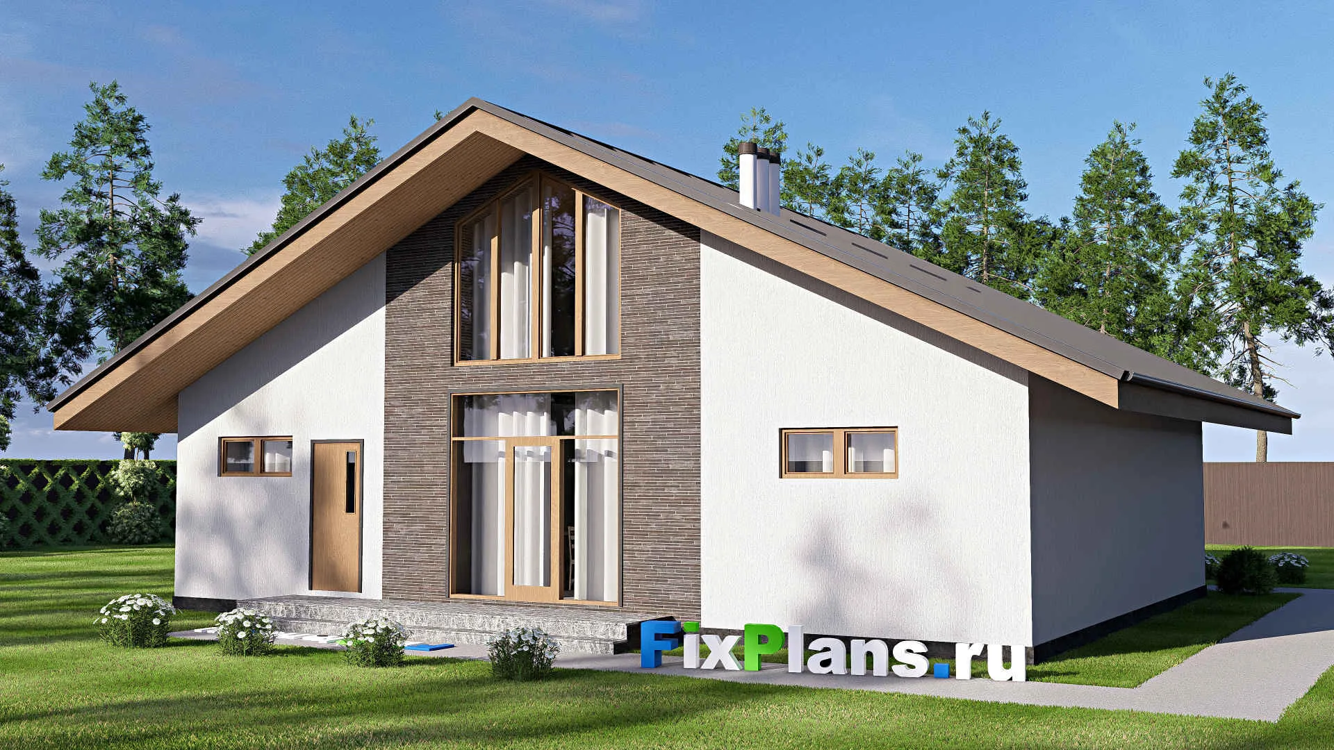 F-19907 - Проект одноэтажного дома 11 на 14, площадью 110 м² с 2 спальнями