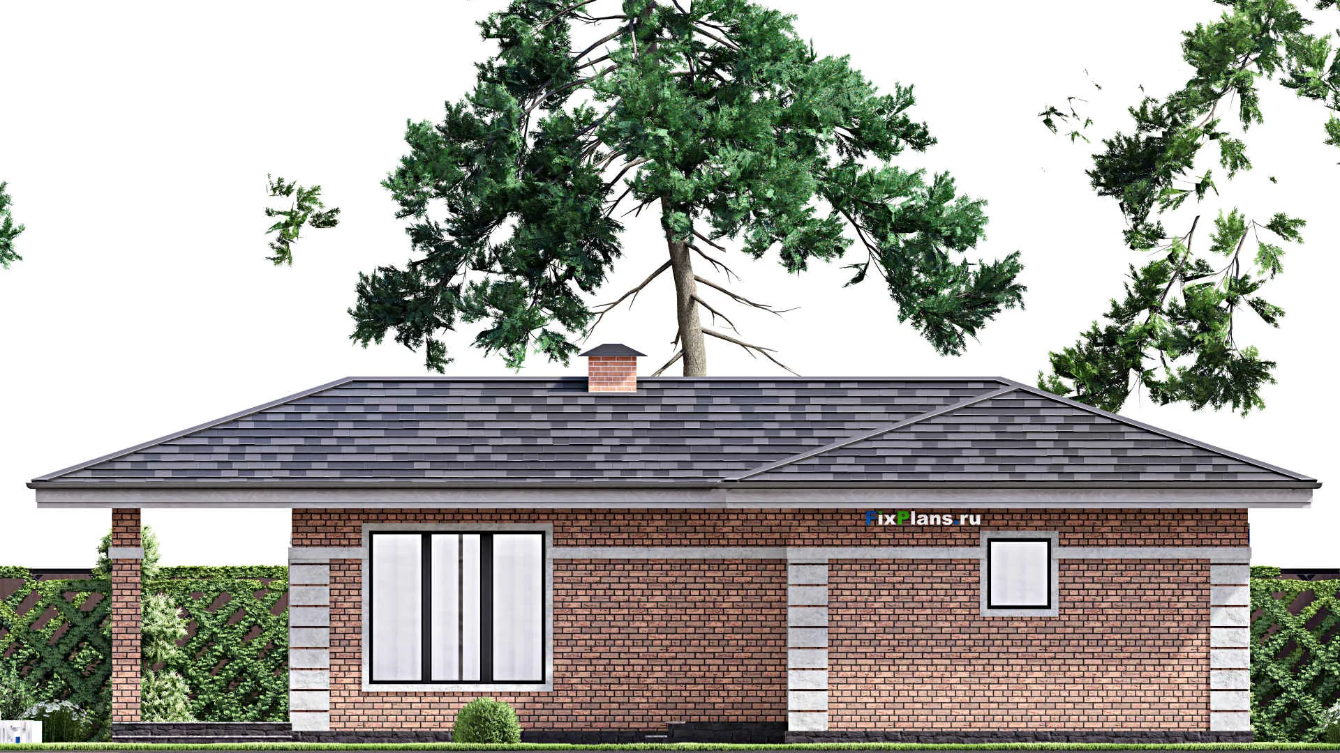 F-15344 - Проект бани 12 на 16, площадью 110 м² с терассой, бассейном и санузлом