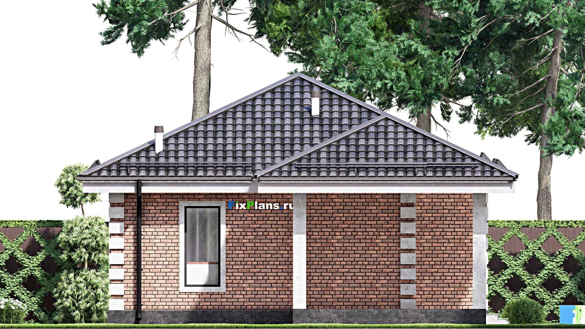 F-12878 - Проект одноэтажного дома 9 на 12, площадью 80 м² с террасой и 2 спальнями