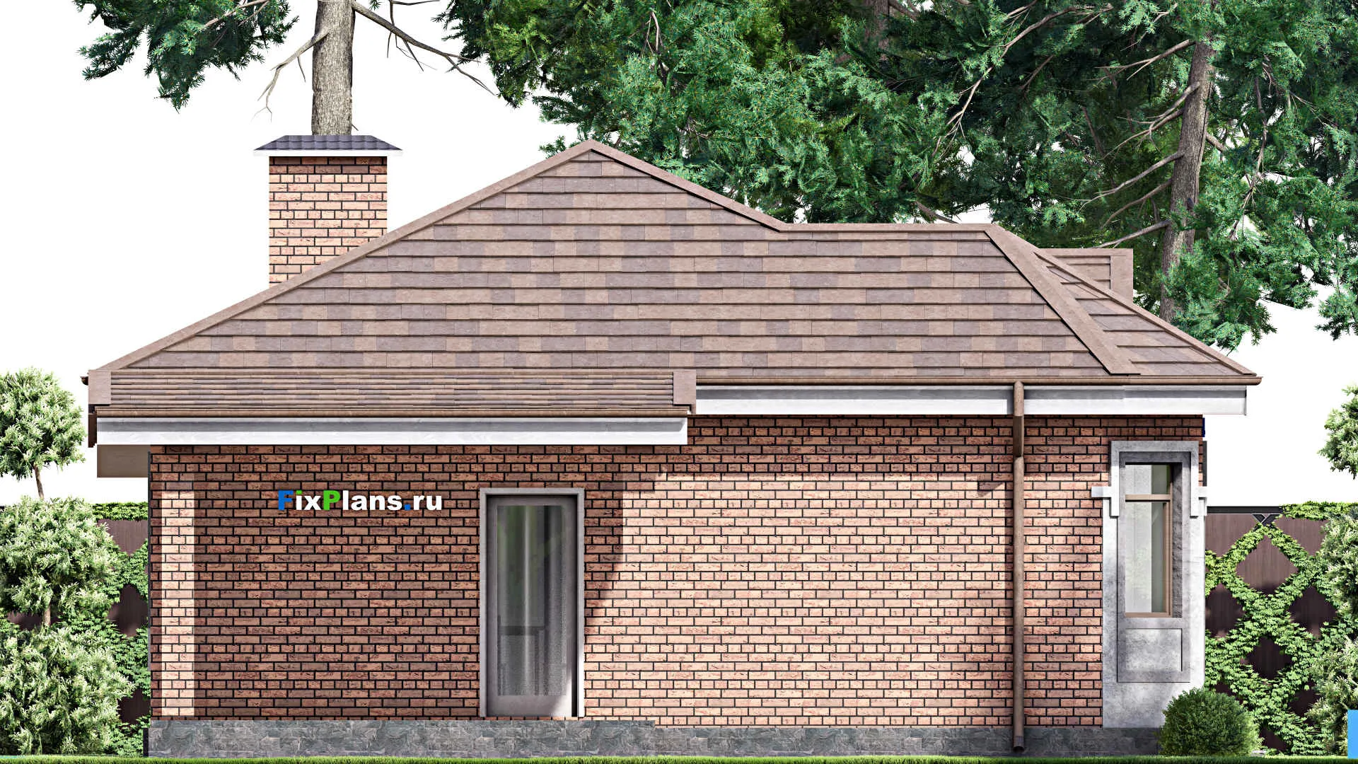 F-12626 - Проект одноэтажного дома 10 на 17, площадью 120 м² с террасой, гаражом на 1 машину и 2 спальнями