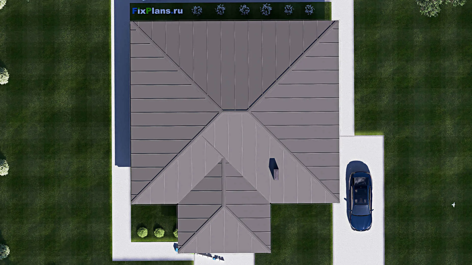 F-19097 - Проект одноэтажного дома 15 на 16, площадью 150 м² с 3 спальнями