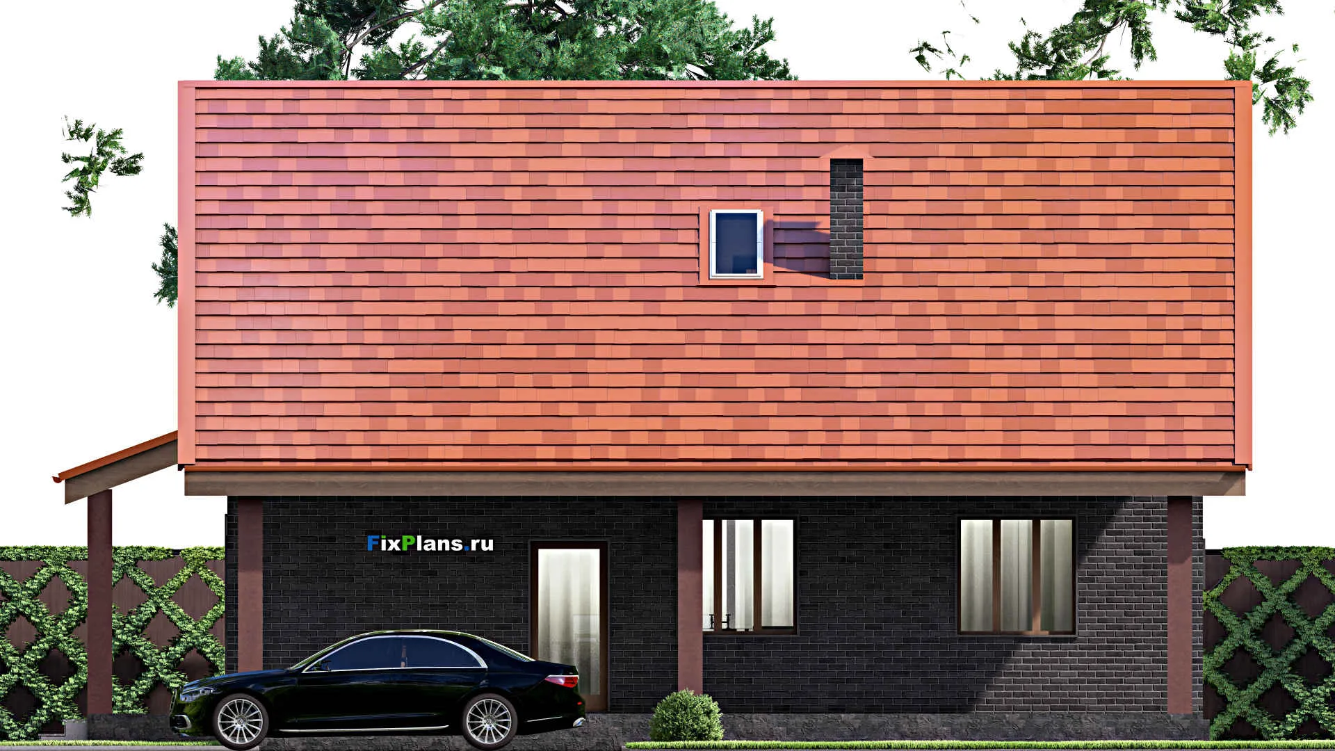 F-14471 - Проект одноэтажного дома 13 на 14, площадью 200 м² с террасой и 5 спальнями