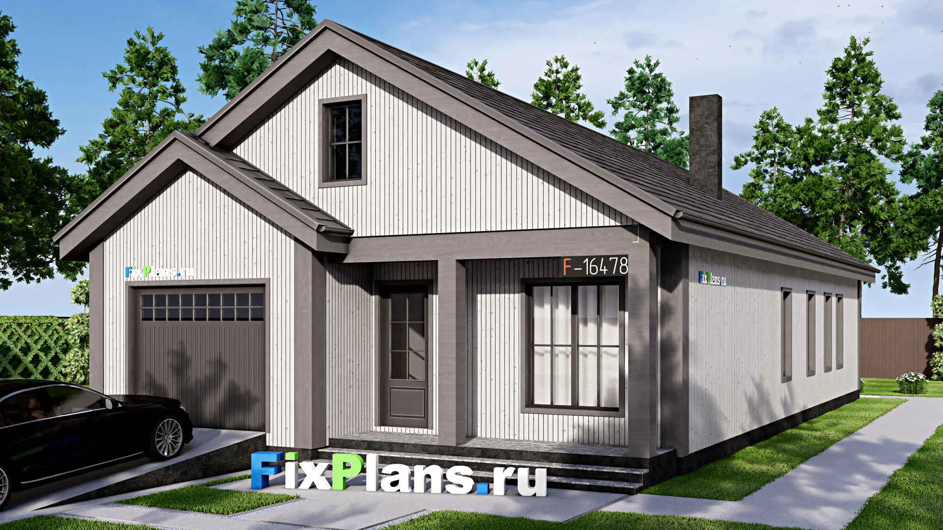F-16478 - Проект одноэтажного дома 11 на 19, площадью 160 м² с 3 спальнями