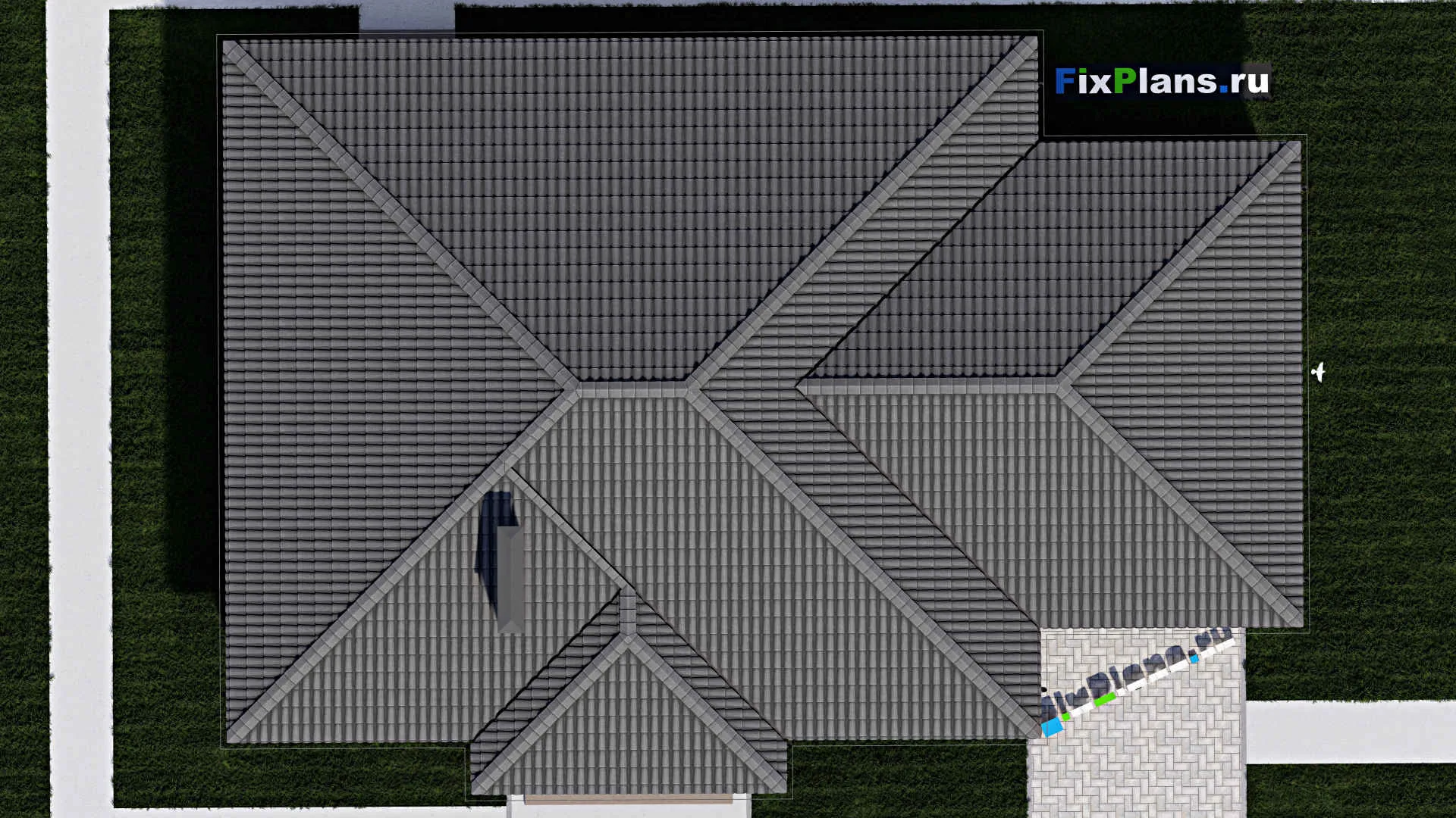 F-0269 - Проект одноэтажного дома 12 на 20, площадью 180 м² с террасой, гаражом на 1 машину и 3 спальнями