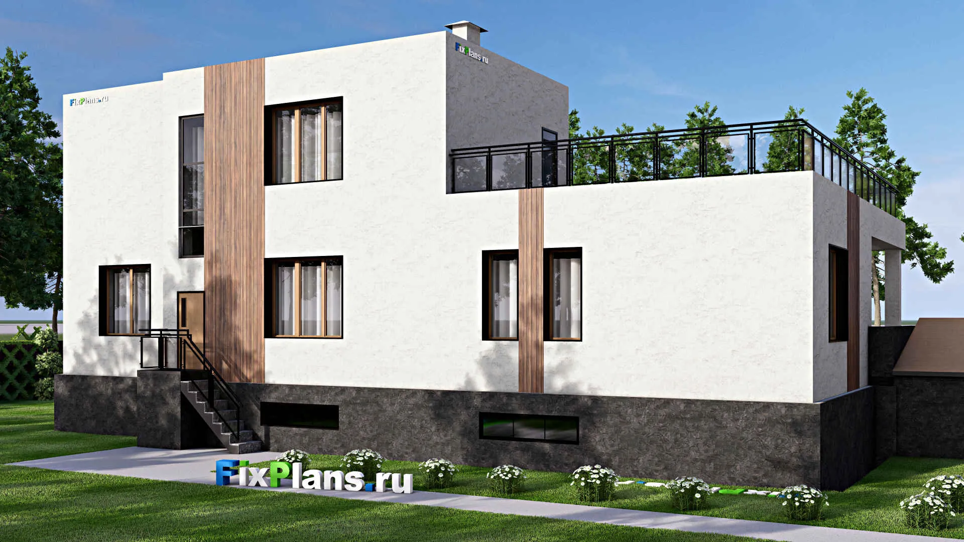 F-13355 - Проект двухэтажного дома 13 на 24, площадью 300 м² с 4 спальнями