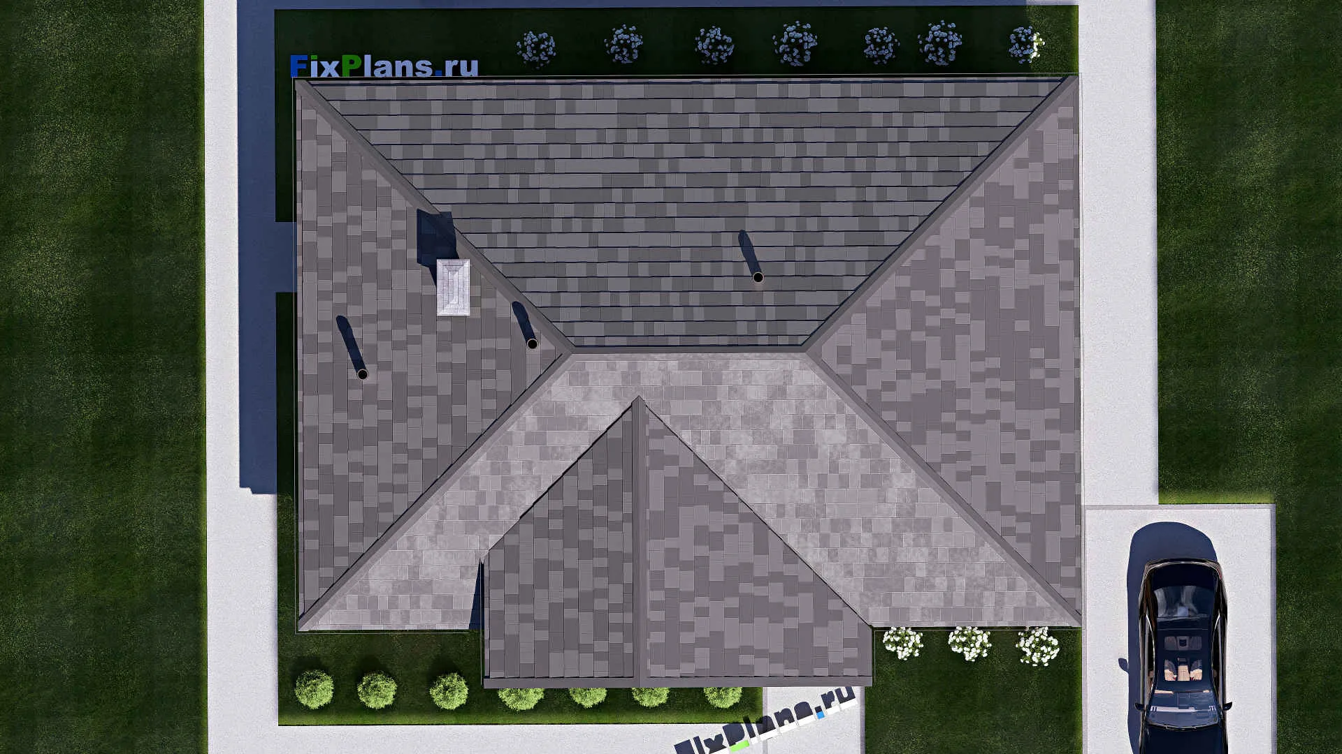 F-19079 - Проект одноэтажного дома 12 на 16, площадью 130 м² с 3 спальнями