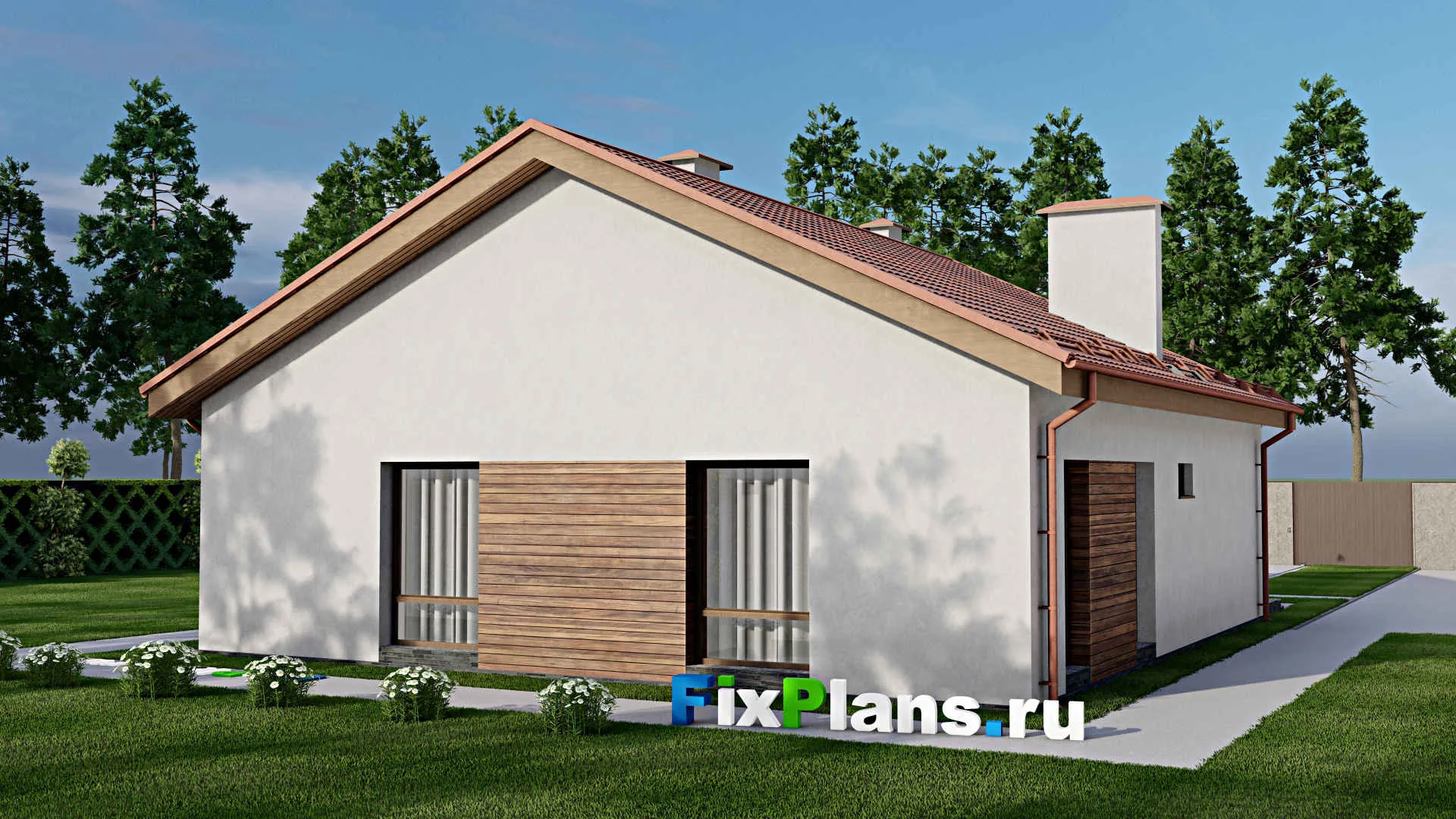 F-9602 - Проект одноэтажного дома 12 на 15, площадью 130 м² с 3 спальнями