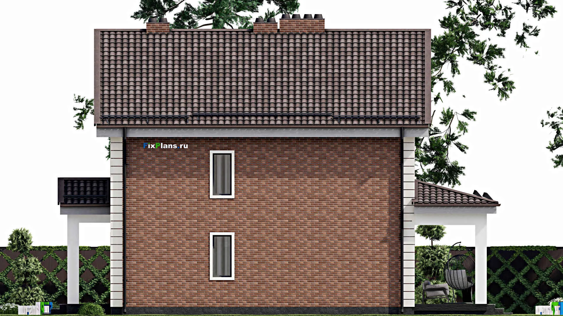 F-4661 - Проект дома с мансардой 11 на 13, площадью 240 м² с террасой и 6 спальнями