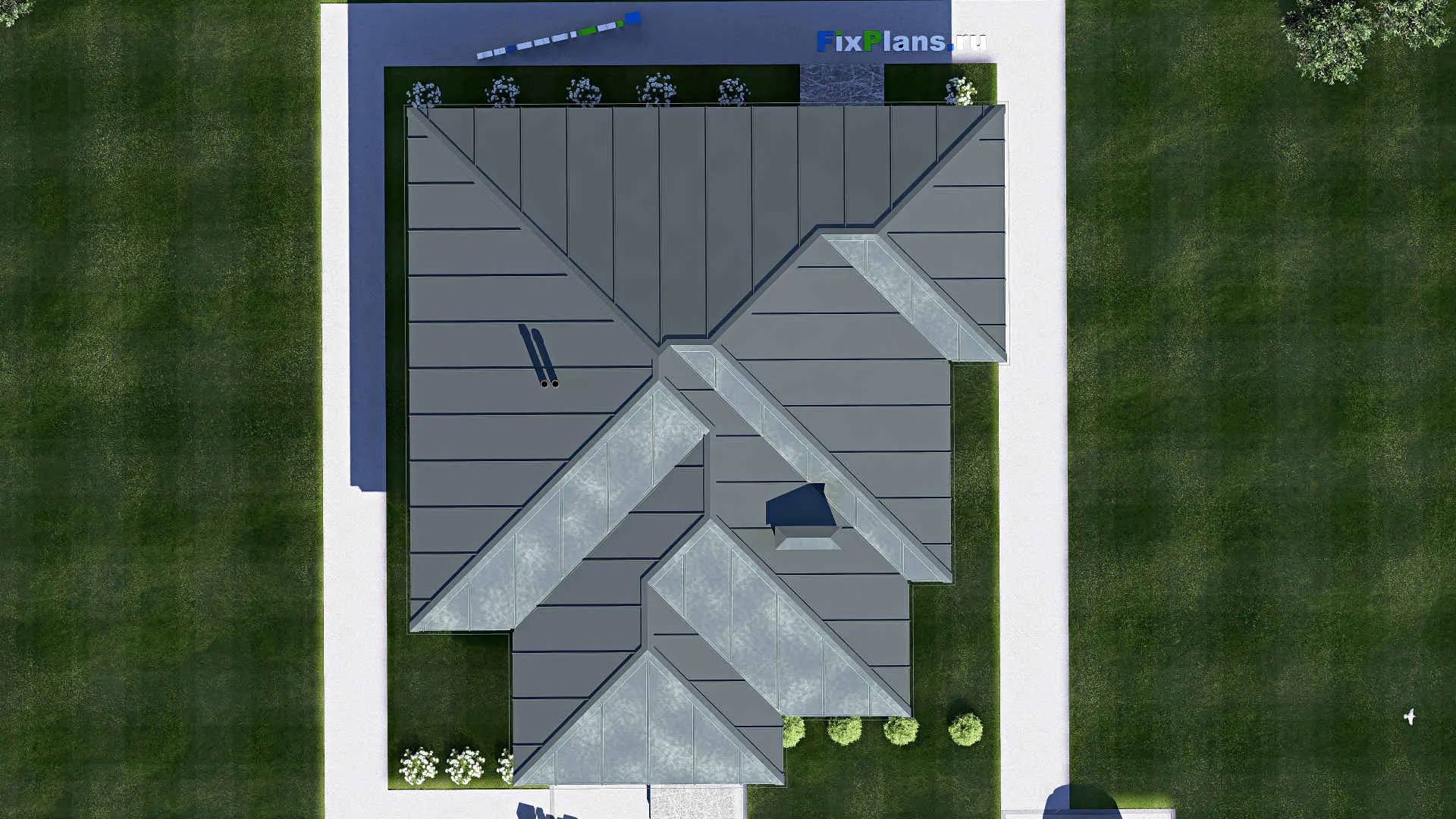 F-20771 - Проект одноэтажного дома 13 на 15, площадью 120 м² с террасой и 3 спальнями