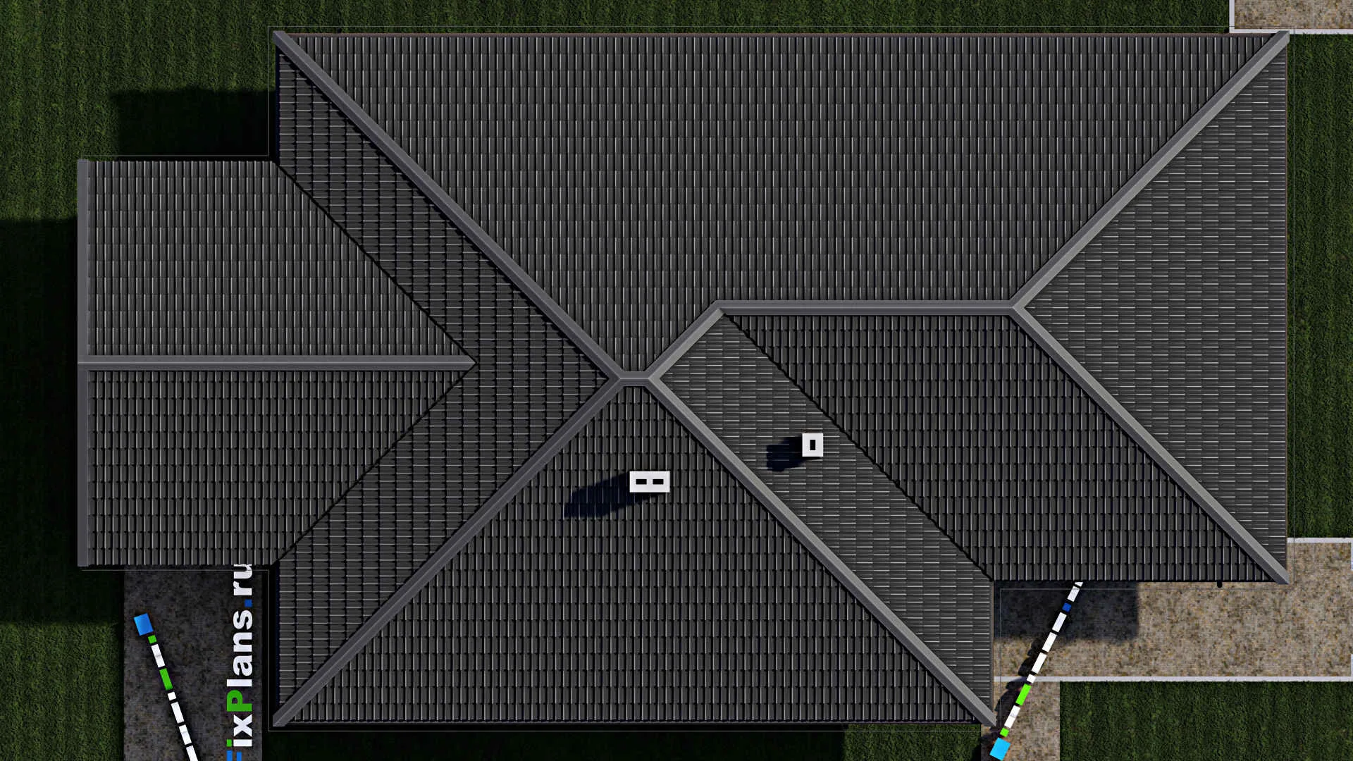 F-0548 - Проект одноэтажного дома 12 на 18, площадью 180 м² с террасой и 4 спальнями