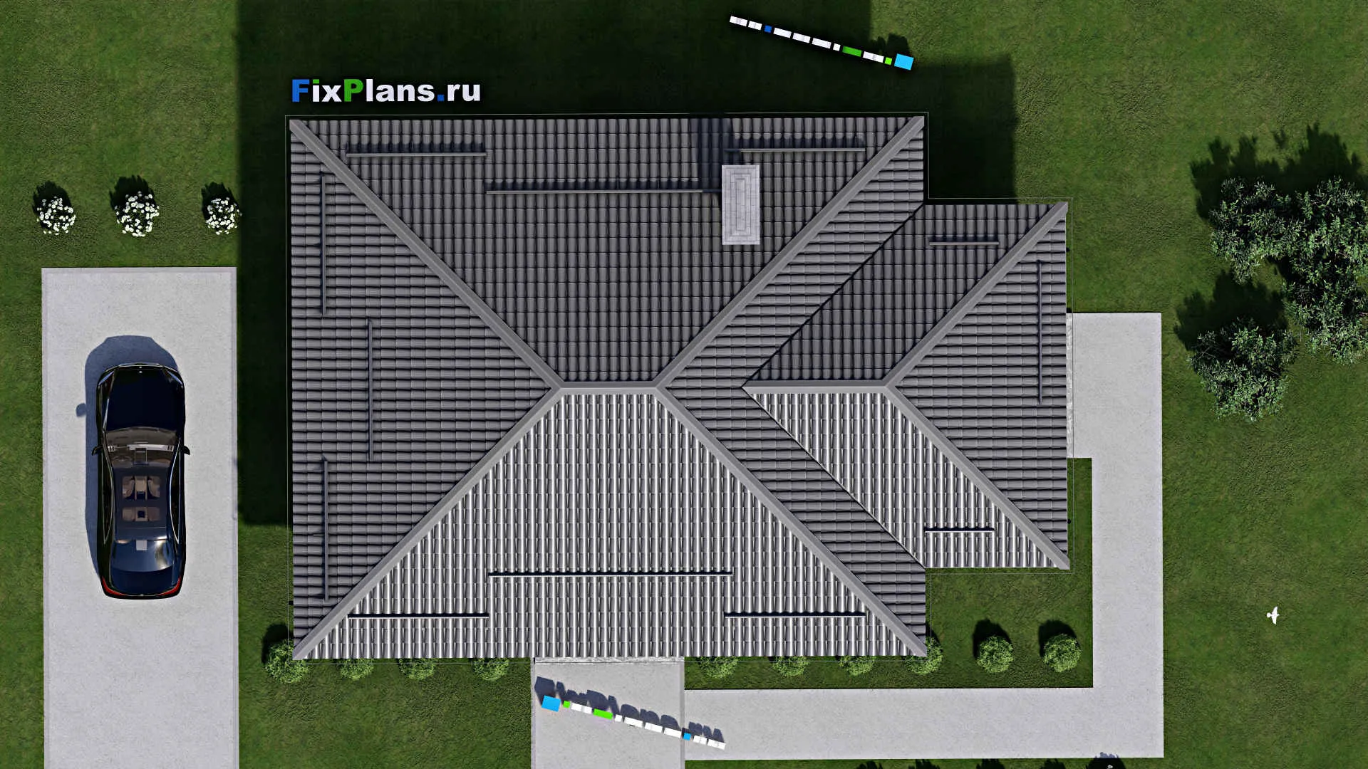 F-2726 - Проект одноэтажного дома 10 на 12, площадью 120 м² с террасой и 3 спальнями