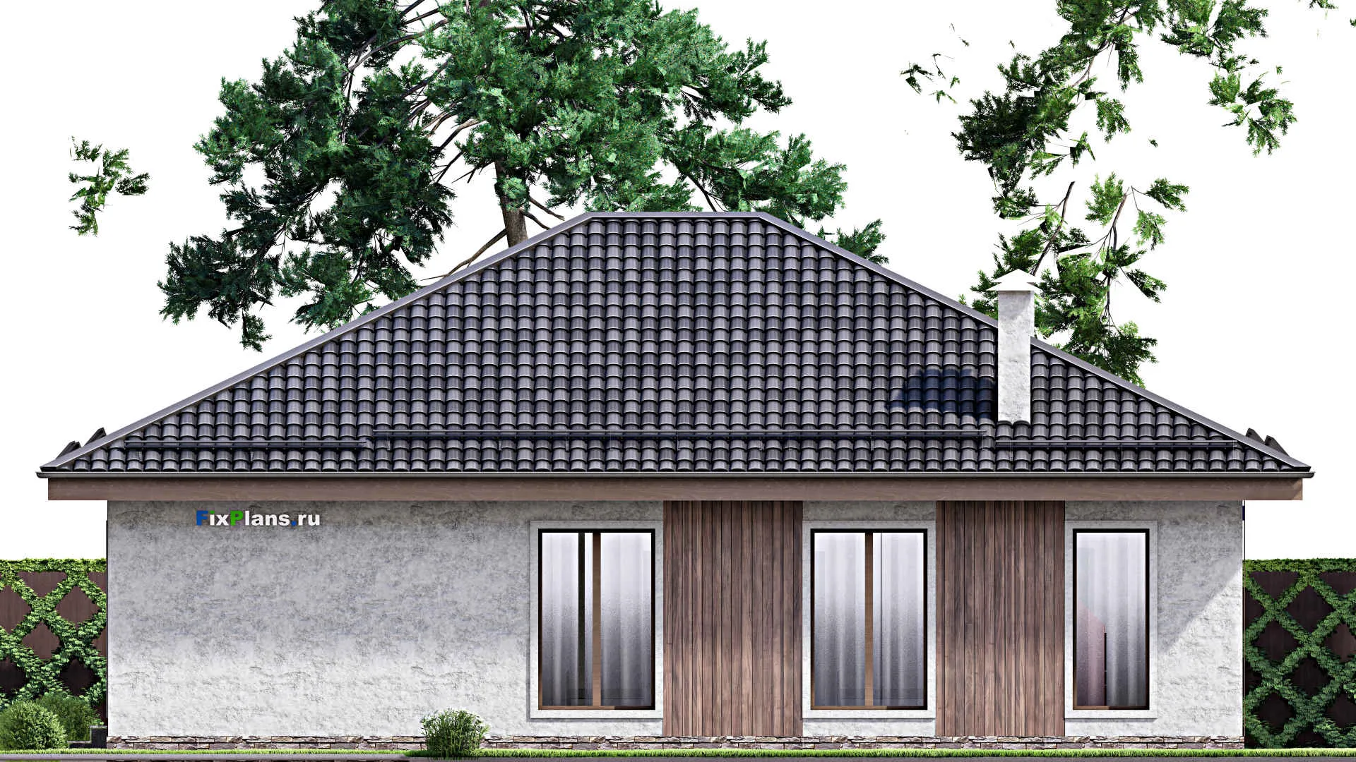 F-13499 - Проект одноэтажного дома 12 на 15, площадью 140 м² с 3 спальнями