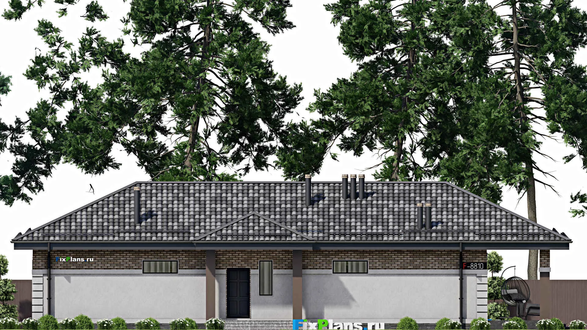 F-8810 - Проект одноэтажного дома 10 на 22, площадью 150 м² с террасой и 4 спальнями