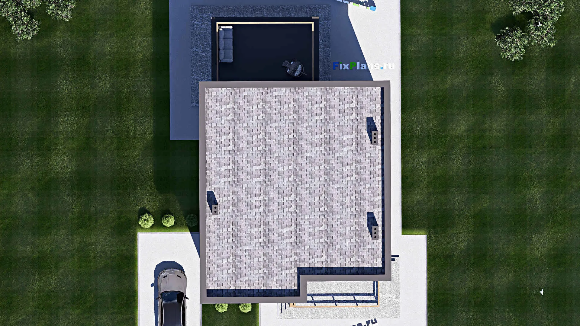 F-19241 - Проект двухэтажного дома 12 на 19, площадью 310 м² с террасой, балконом и 4 спальнями