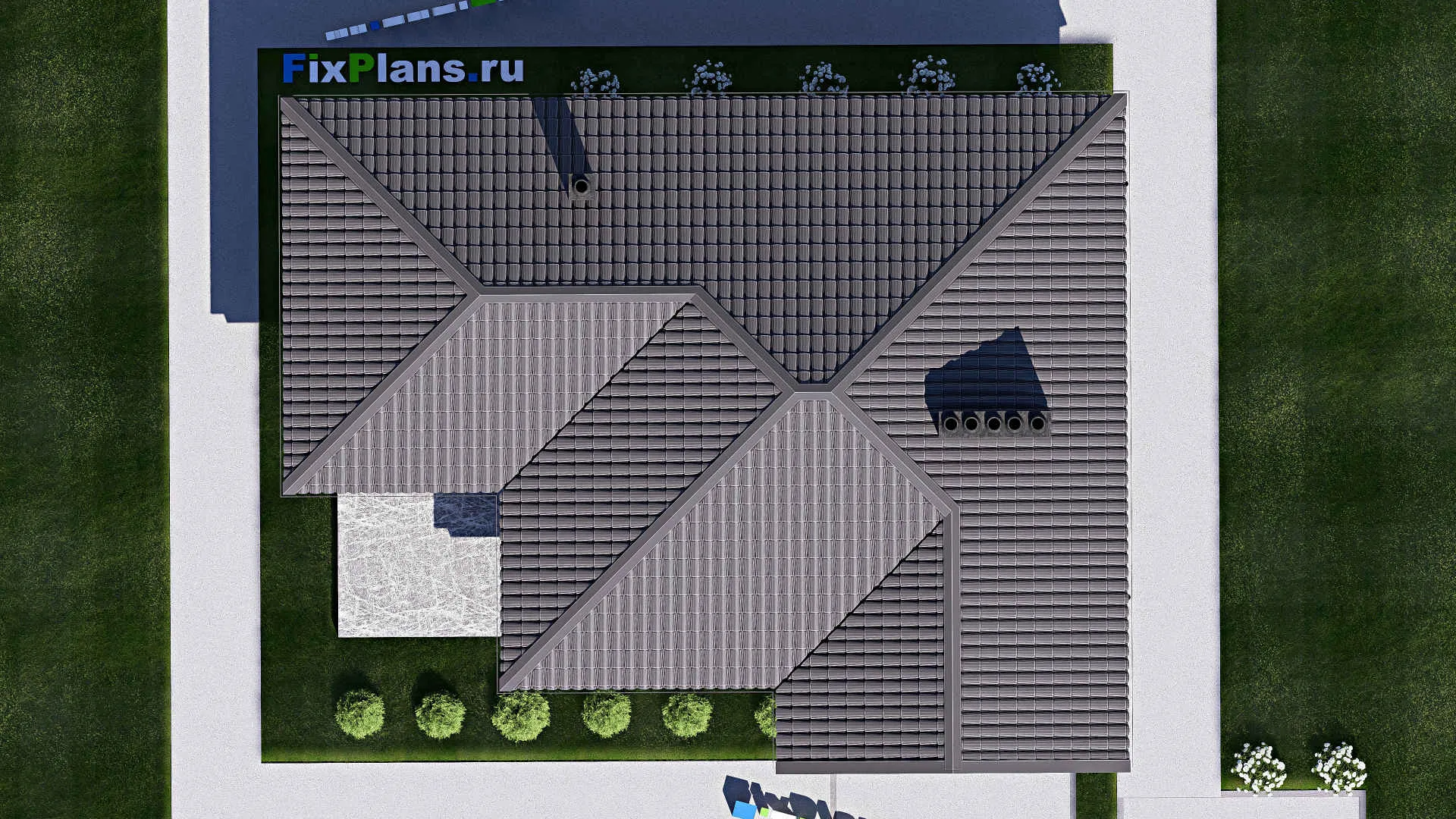 F-17513 - Проект одноэтажного дома 10 на 13, площадью 90 м² с террасой и 1 спальнями