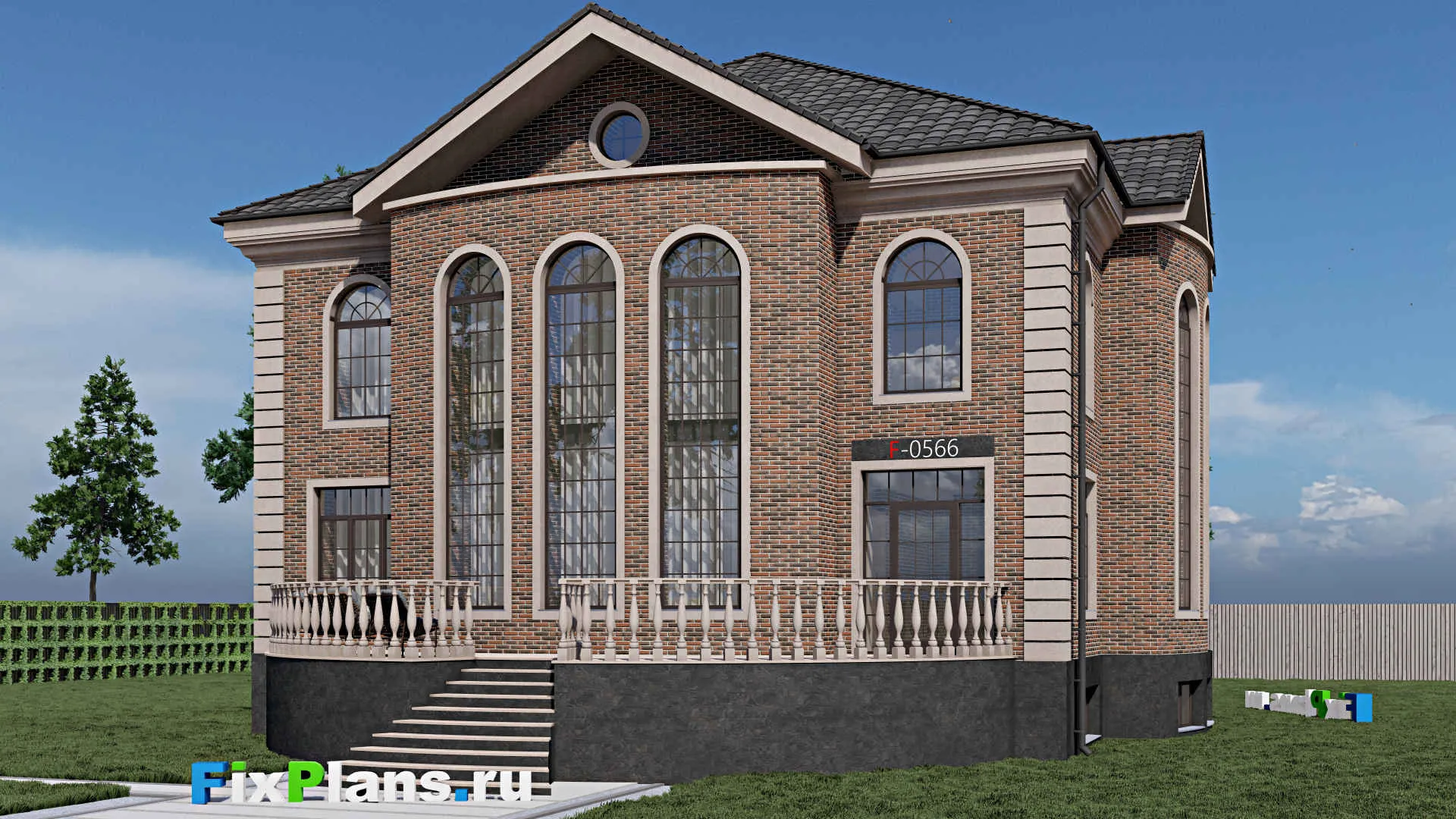 F-0566 - Проект двухэтажного дома 15 на 17, площадью 300 м² с 5 спальнями