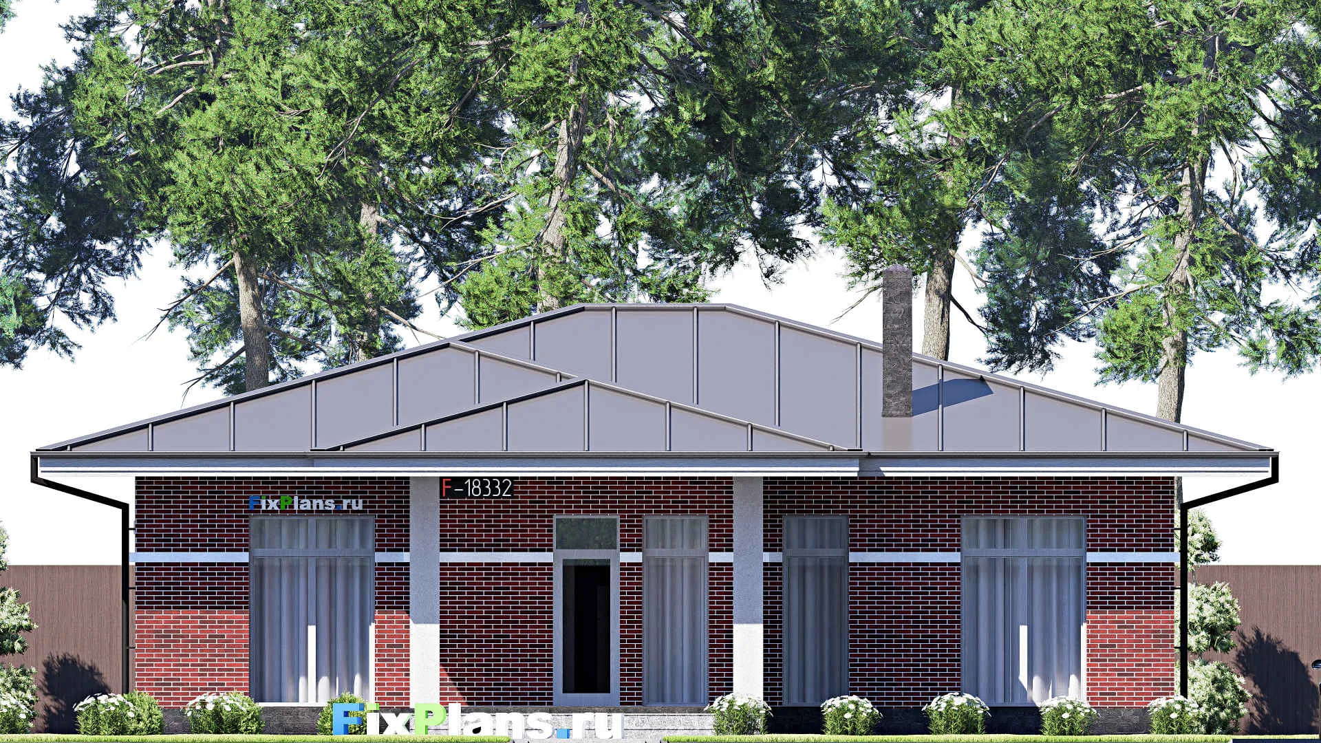 F-18332 - Проект одноэтажного дома 14 на 16, площадью 150 м² с 3 спальнями